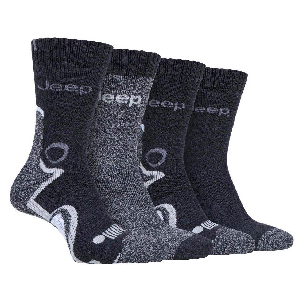 Jeep Men's 4 Pack Performance Boot Socks - Charcoal Print - Mens 6-11