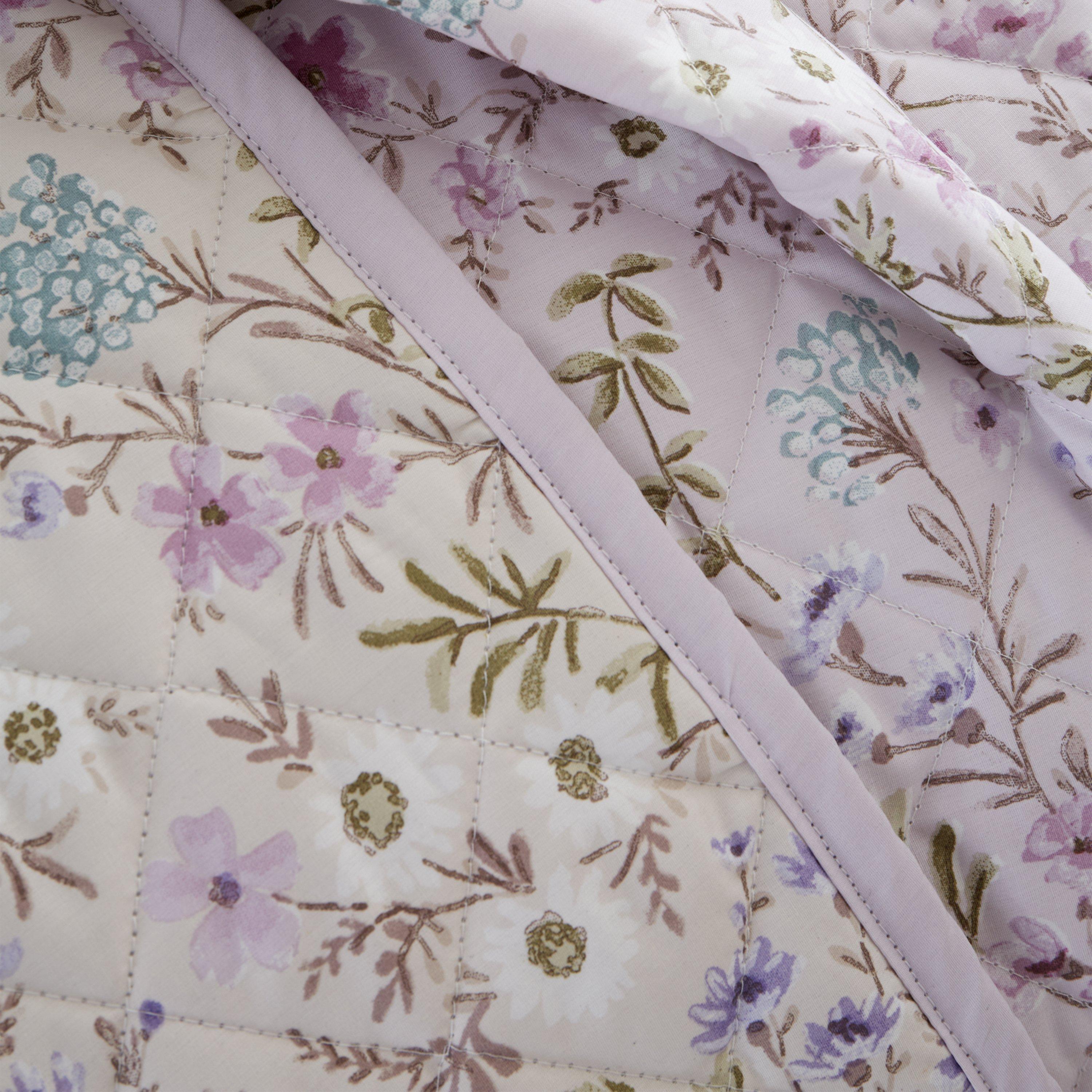 Lilac - Bianca - Ditsy Floral Reversible Bedspread - 2