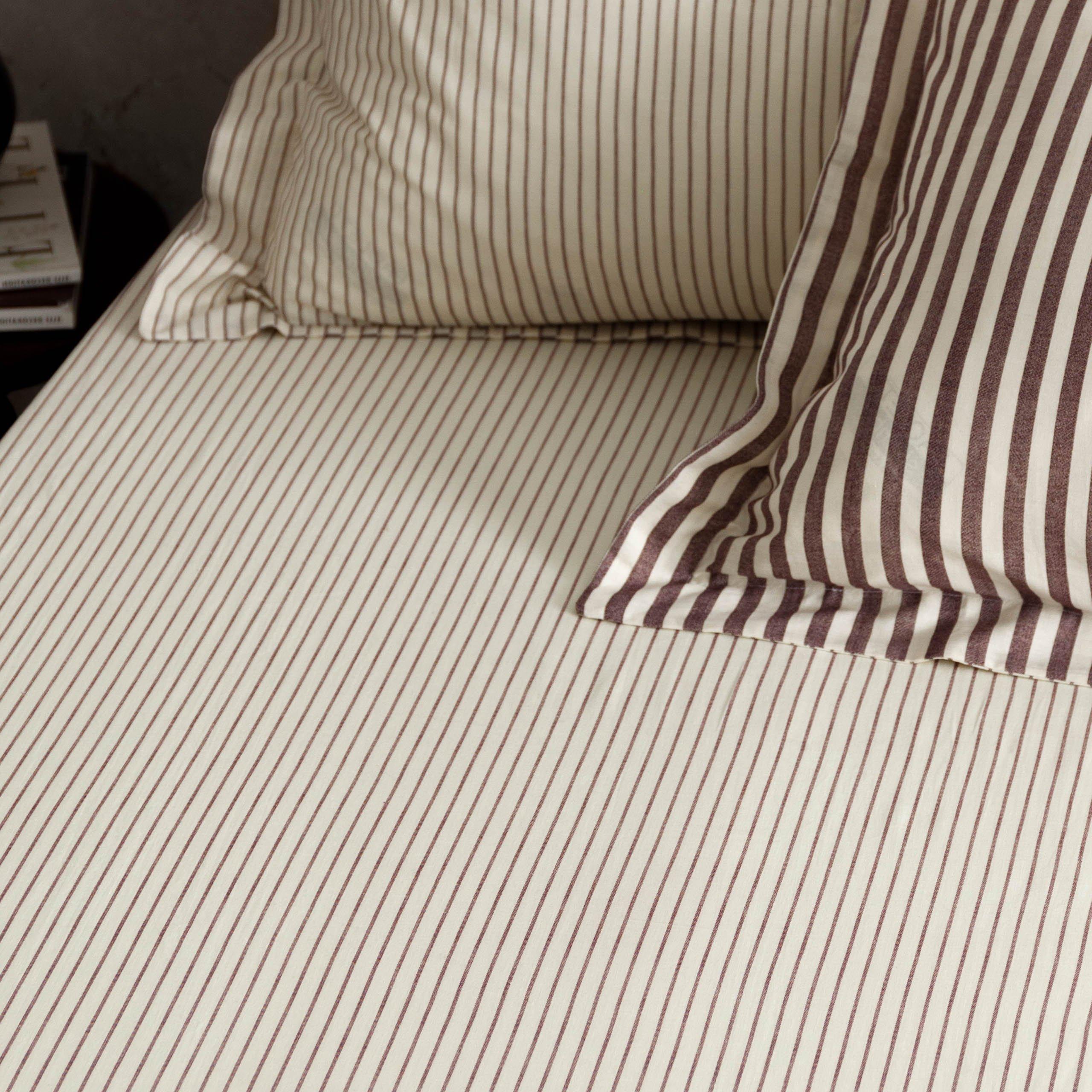 Beetroot - Yard - Hebden 100% Cotton Narrow Stripe Fitted Sheet - 3