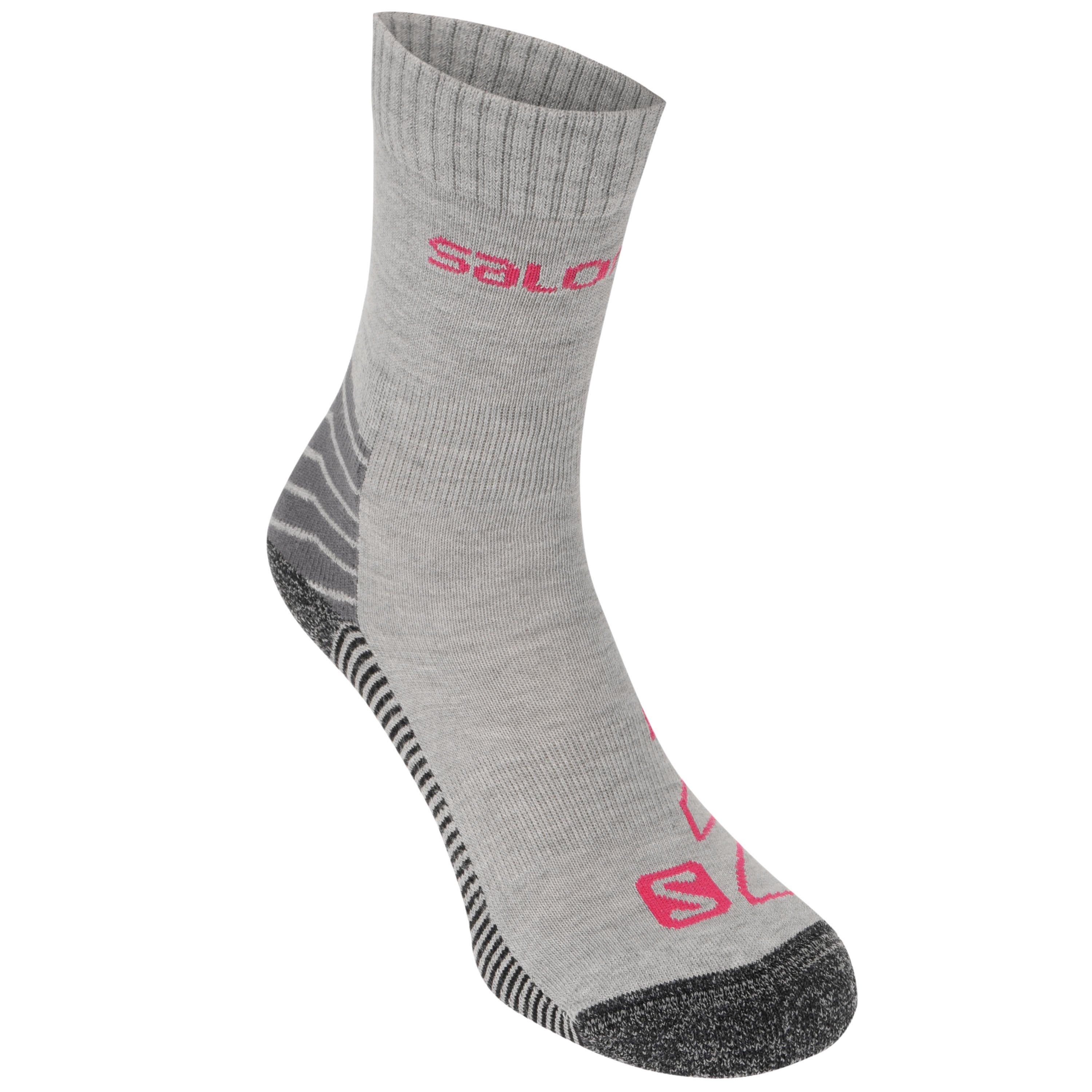 Grau/Fuchsia - Salomon - Lightweight Crew 2 Pack Walking Socks Womens - 2