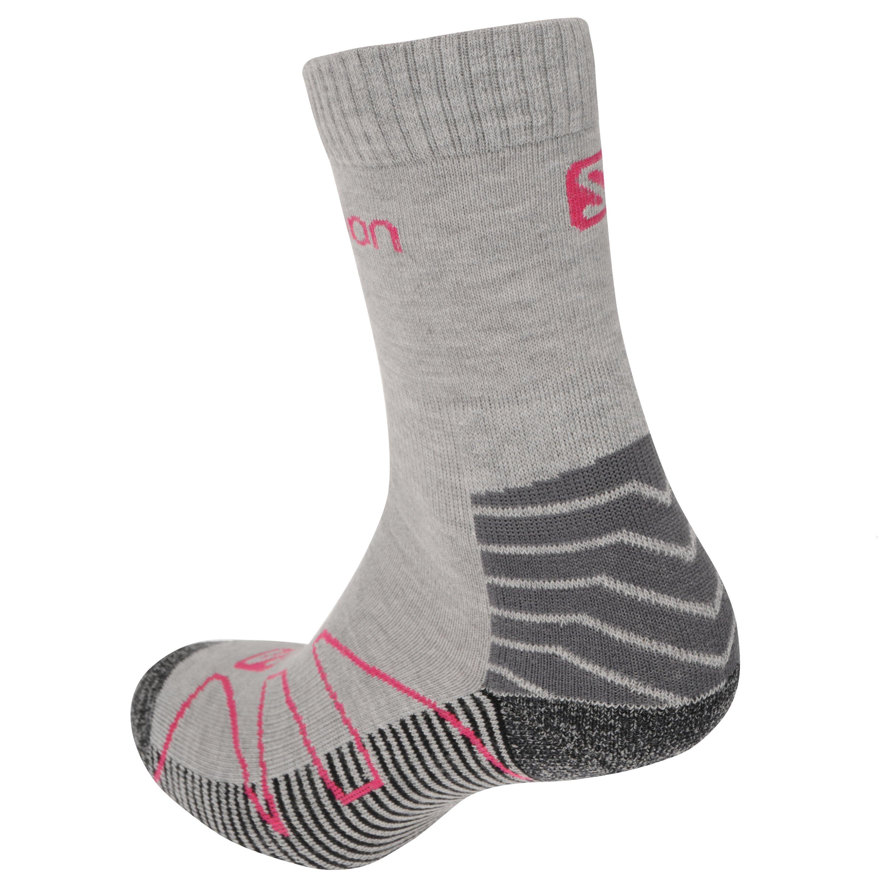 Grau/Fuchsia - Salomon - Lightweight Crew 2 Pack Walking Socks Womens - 3