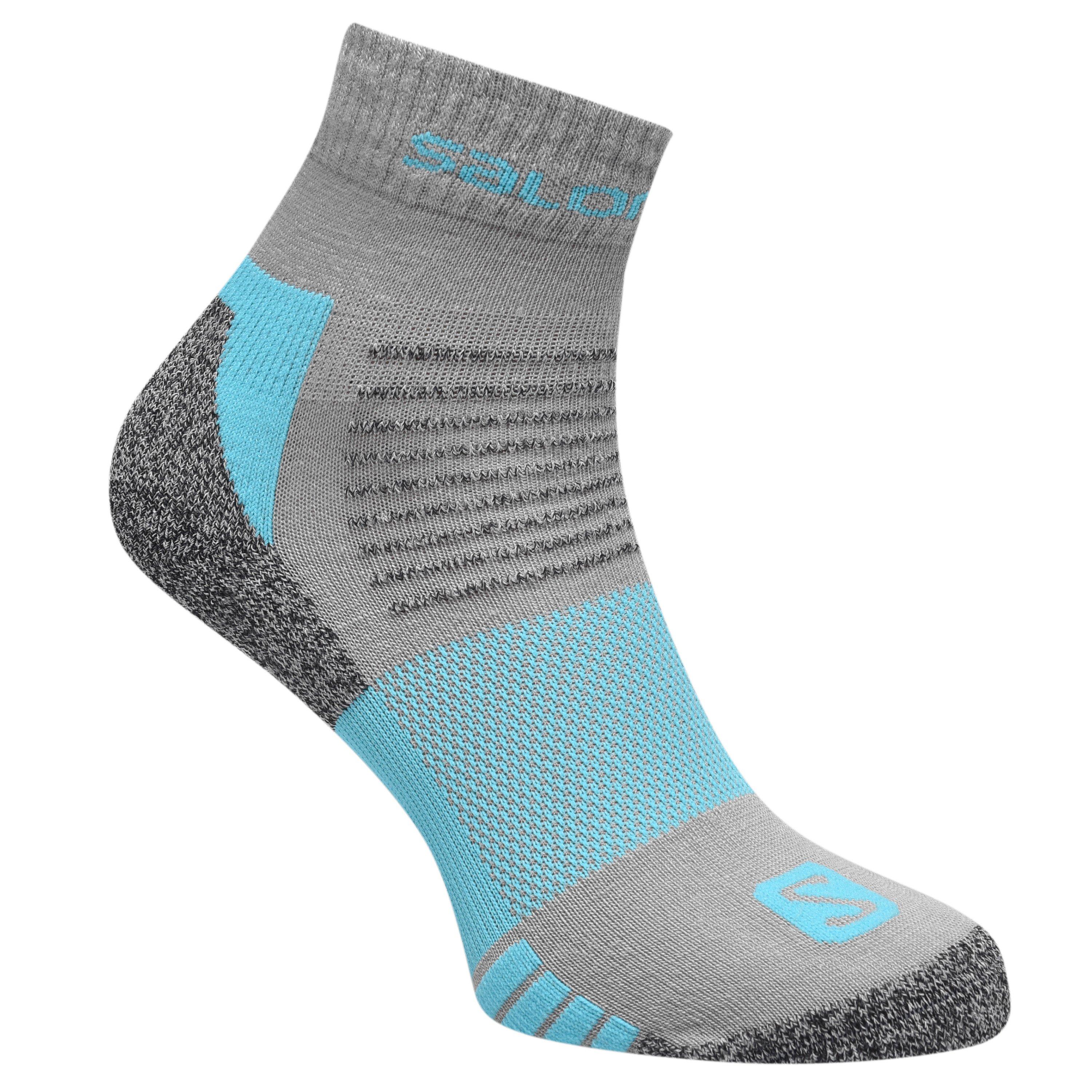 Gris/Azul - Salomon - Merino Quarter 2 Pack Walking Socks Womens - 2