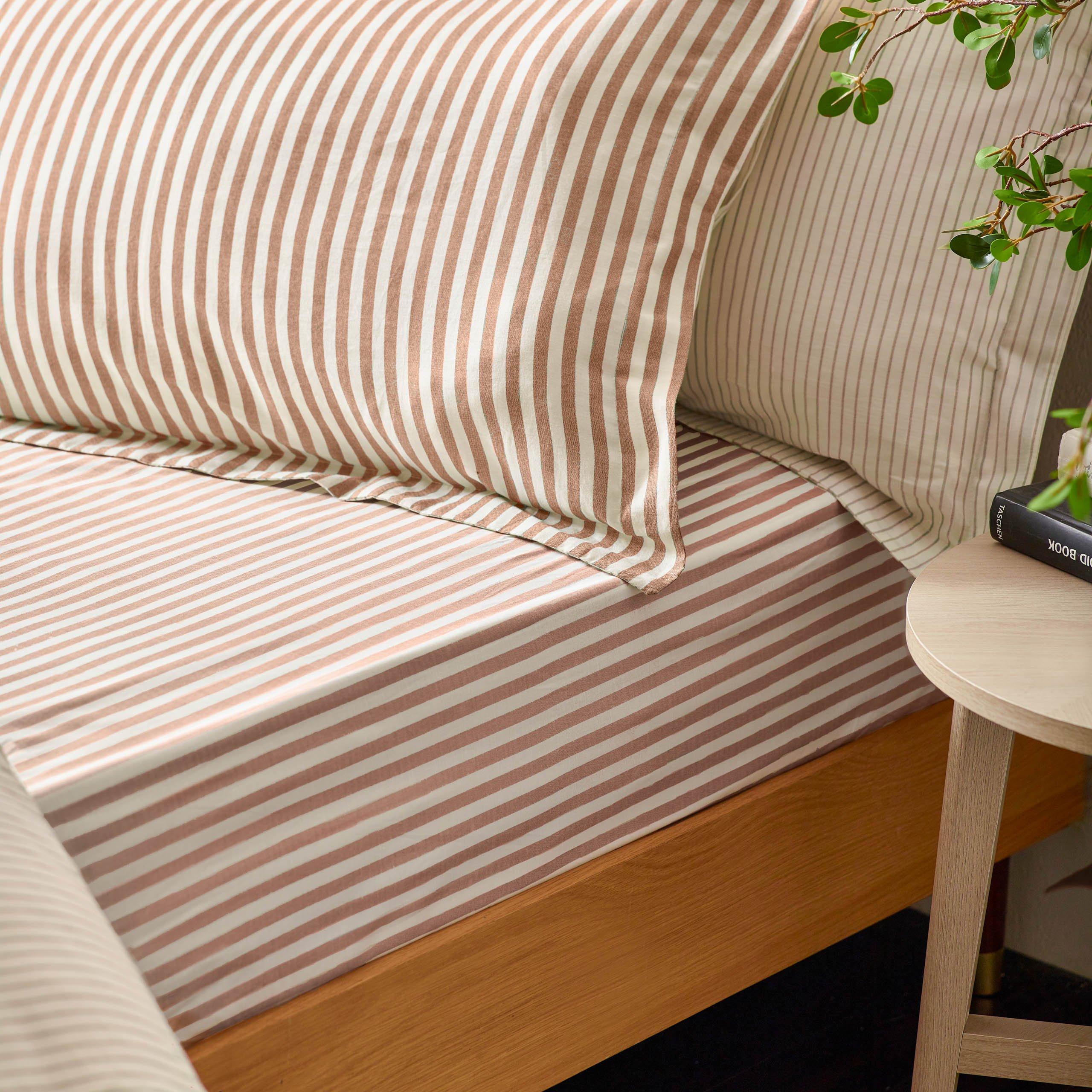 Pecan - Yard - Hebden Melange Stripe Pillowcases - 3