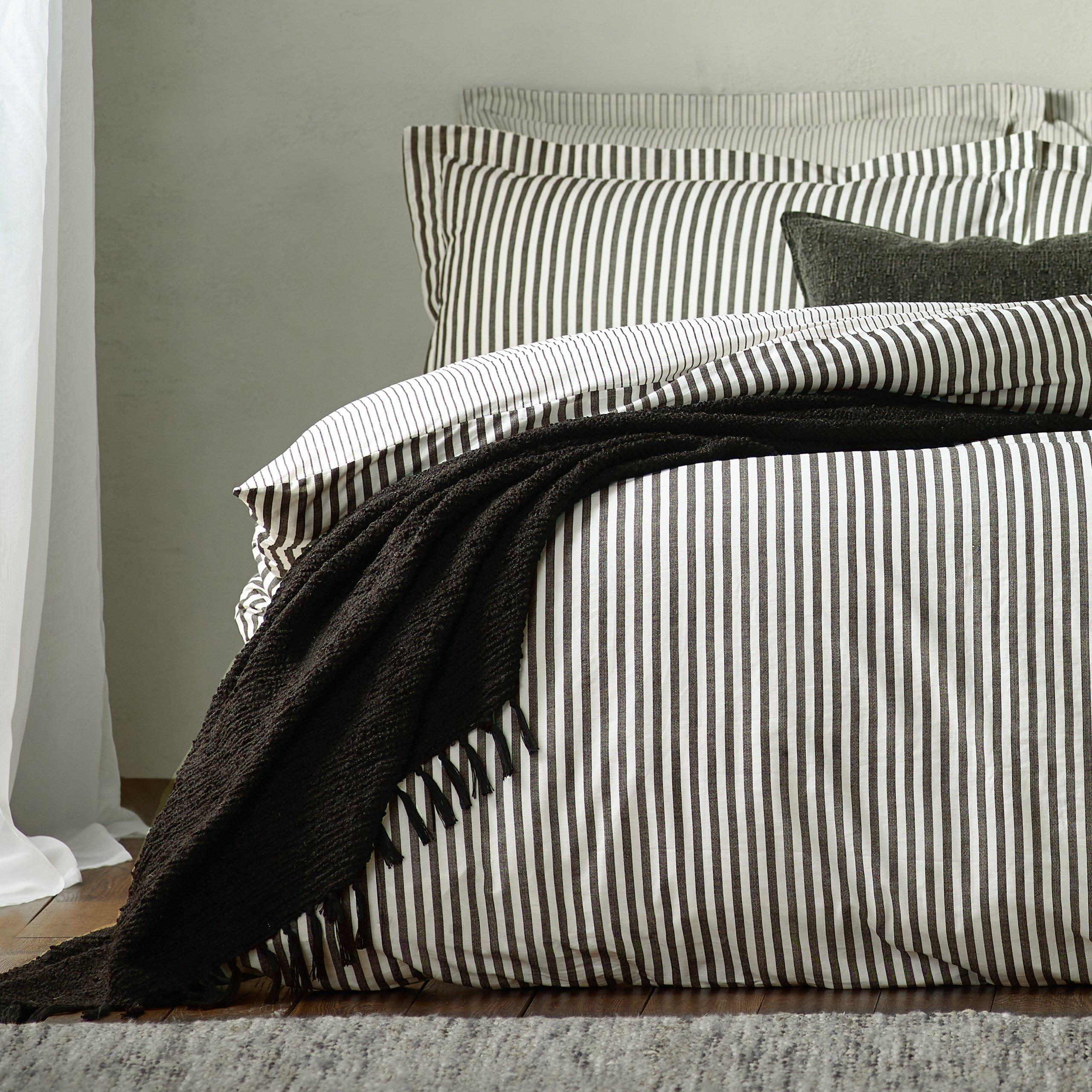 Black - Yard - Hebden Melange Stripe Pillowcases - 4