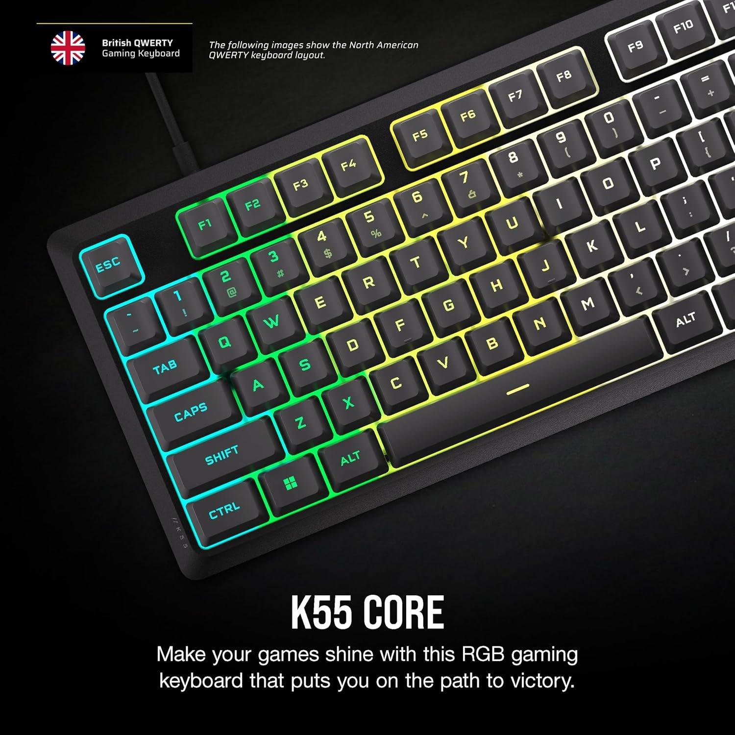 Noir - Corsair - Corsair K55 Core RGB Gaming Keyboard - 2
