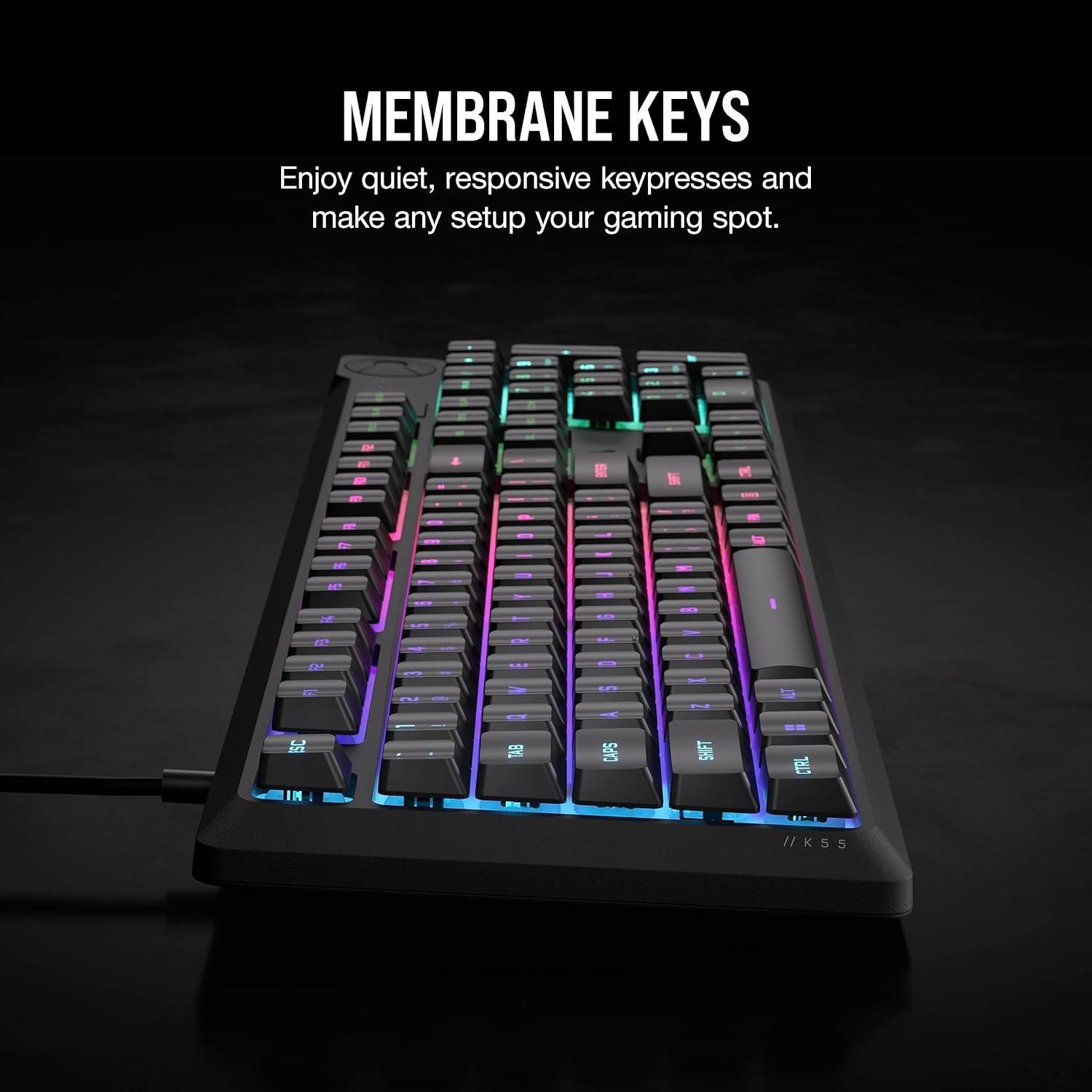 Noir - Corsair - Corsair K55 Core RGB Gaming Keyboard - 4