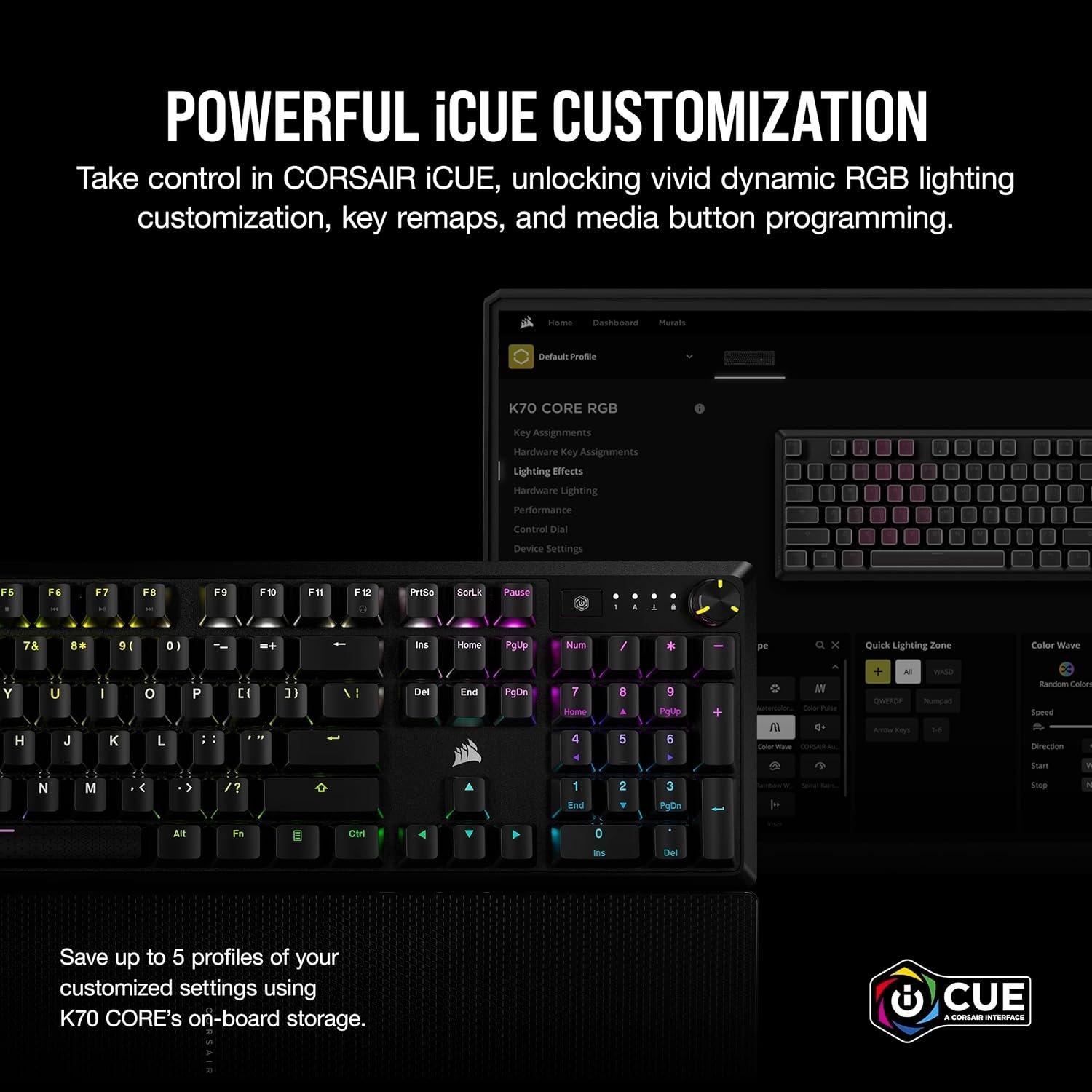 Black - Corsair - Corsair K70 Core RGB Mechanical Gaming Keyboard - 7