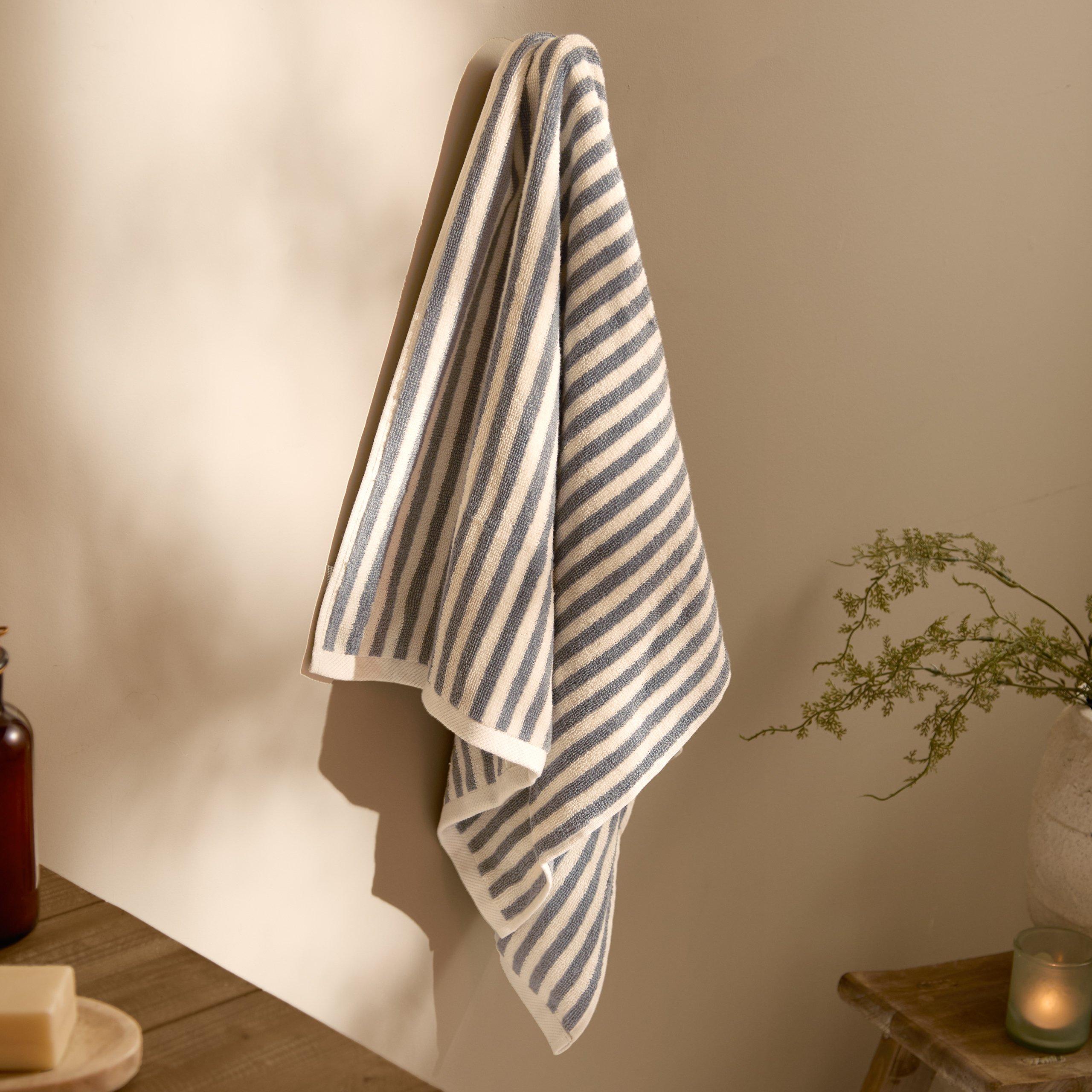 Grey - Yard - Hebden Striped 100% Cotton Towel - 2