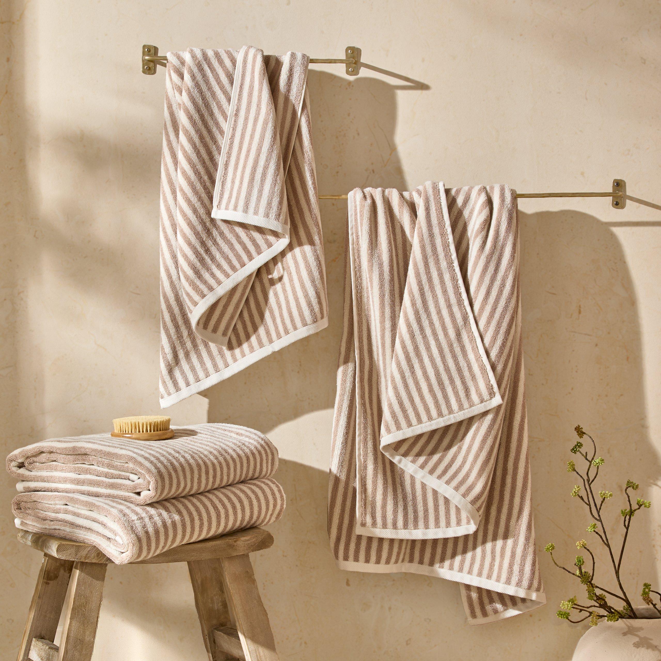 Natural - Yard - Hebden Striped 100% Cotton Towel - 5