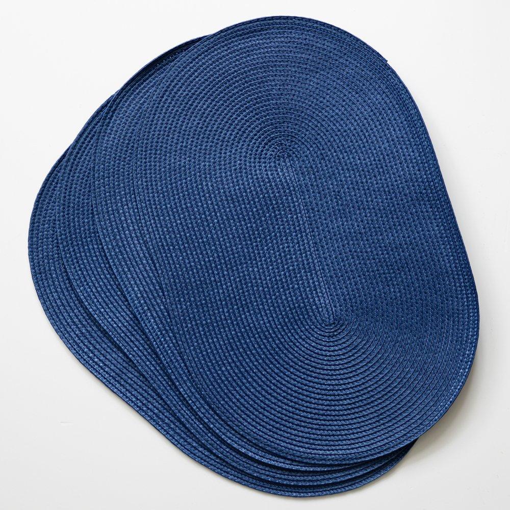 Blue - D C Fix - Wipe Clean Oval Weave Placemats Deep Blue - 2
