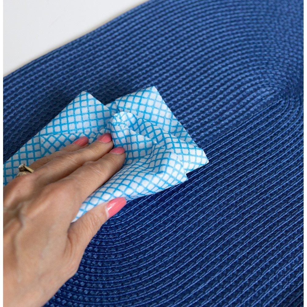 Blue - D C Fix - Wipe Clean Oval Weave Placemats Deep Blue - 3
