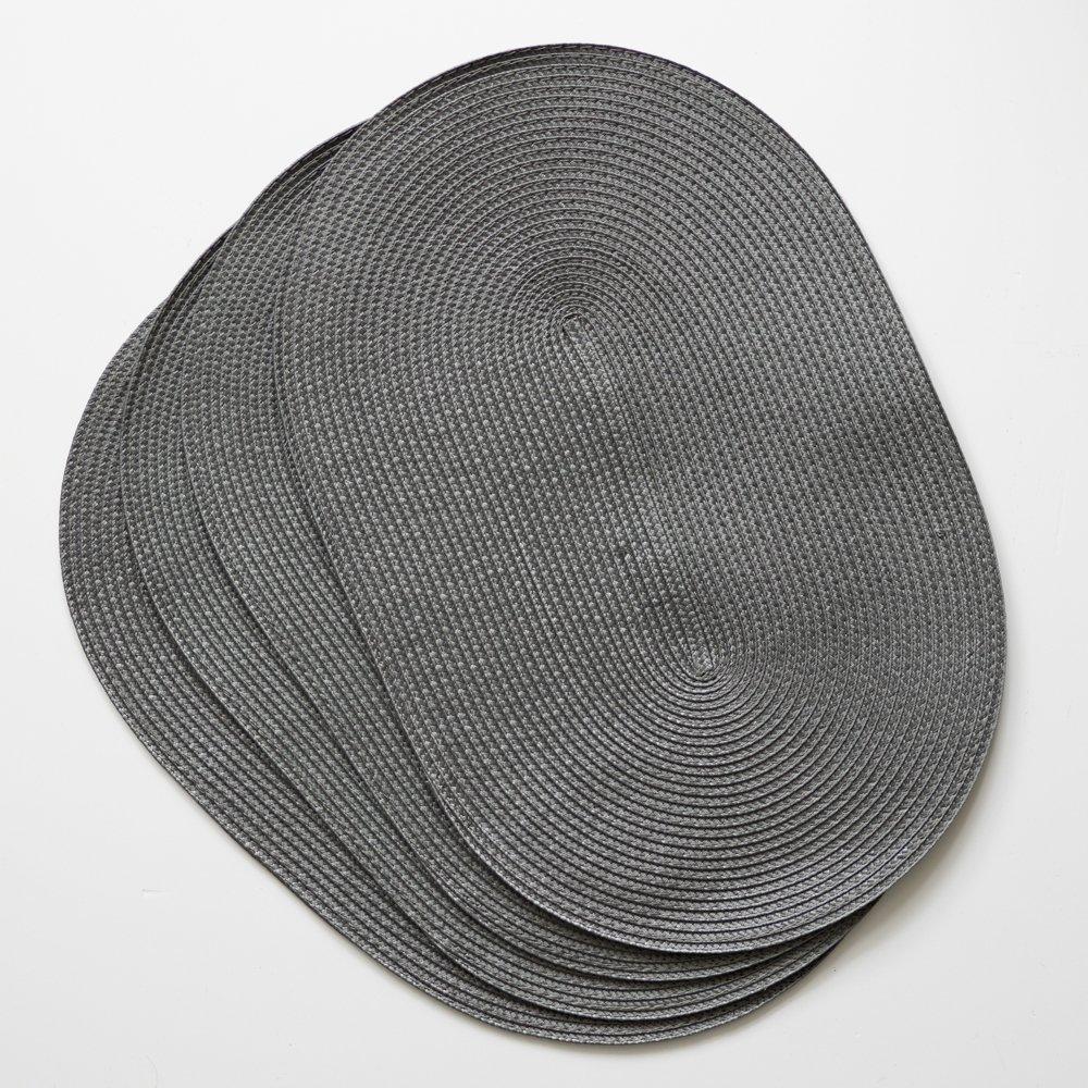 Steel Grey - D C Fix - Wipe Clean Oval Weave Placemats Steel Grey - 2