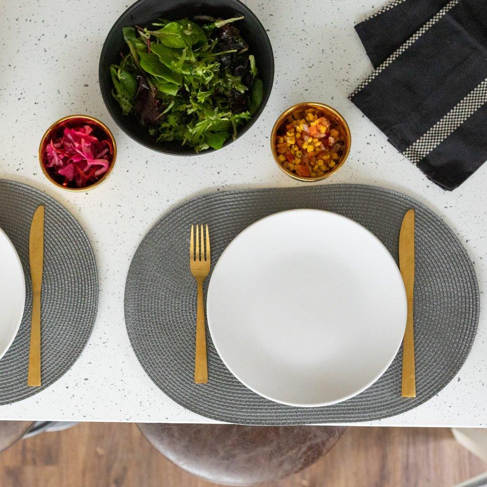 Steel Grey - D C Fix - Wipe Clean Oval Weave Placemats Steel Grey - 4