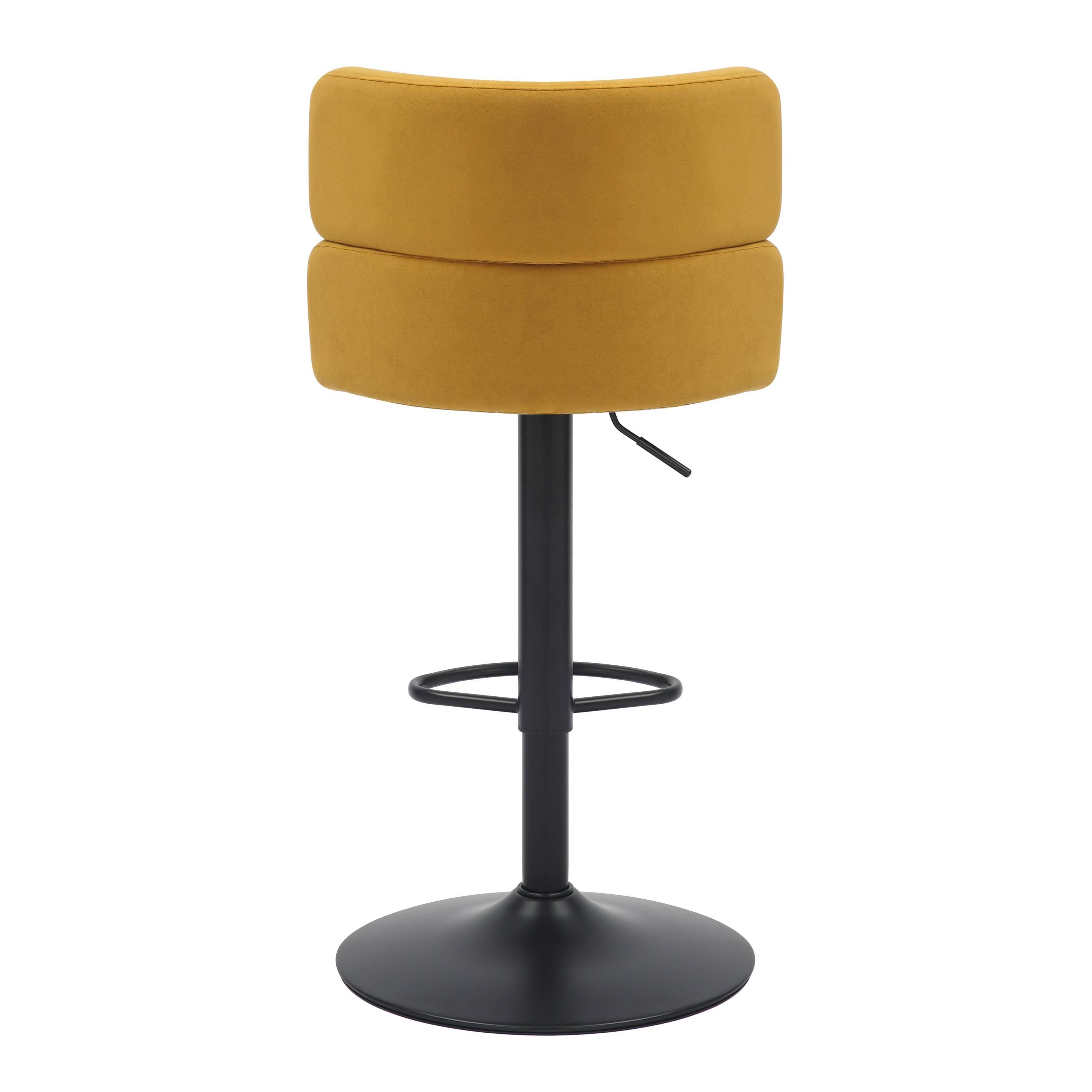 Mustard - Shankar - Set of 2 Mason Brushed Velvet Black Base Bar Stool - 3