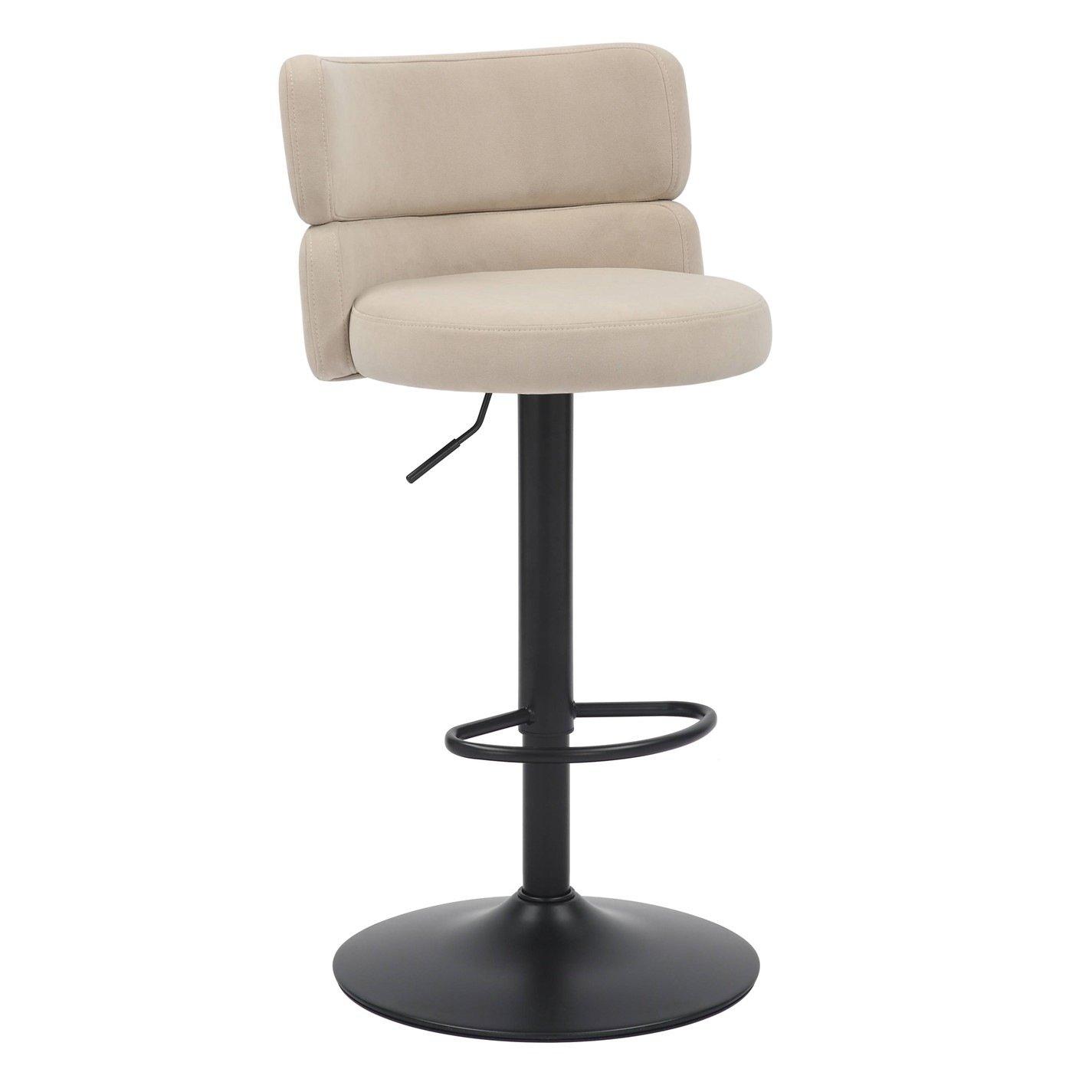 Cream - Shankar - Set of 2 Mason Brushed Velvet Black Base Bar Stool - 6