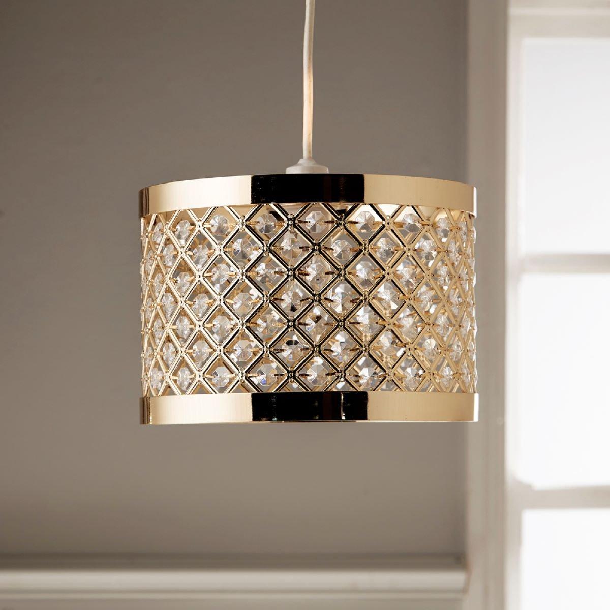 K Living  26Cm Colour Metal And Acrylic Beads Pendant Gold