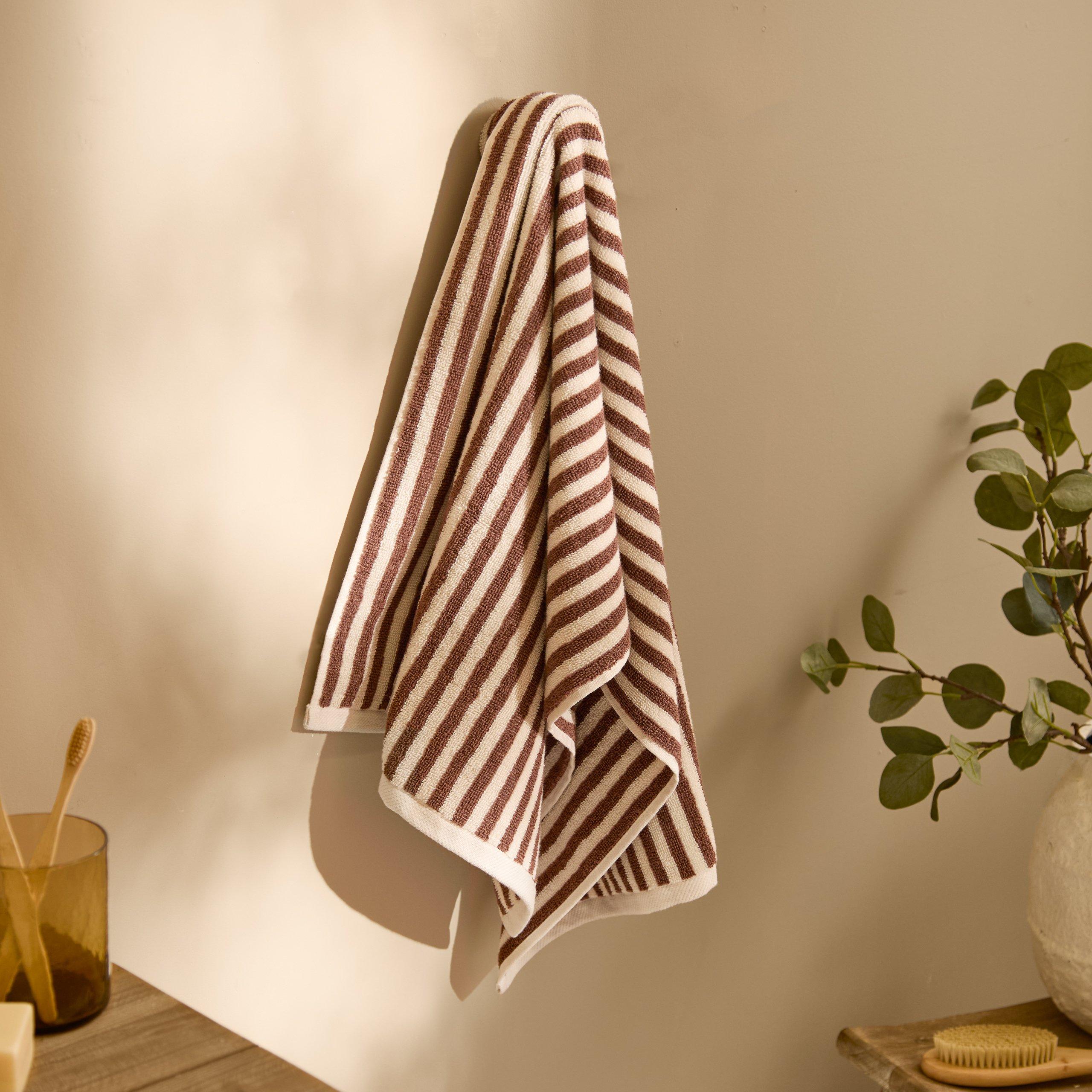 Pecan - Yard - Hebden Striped 100% Cotton Towel - 2