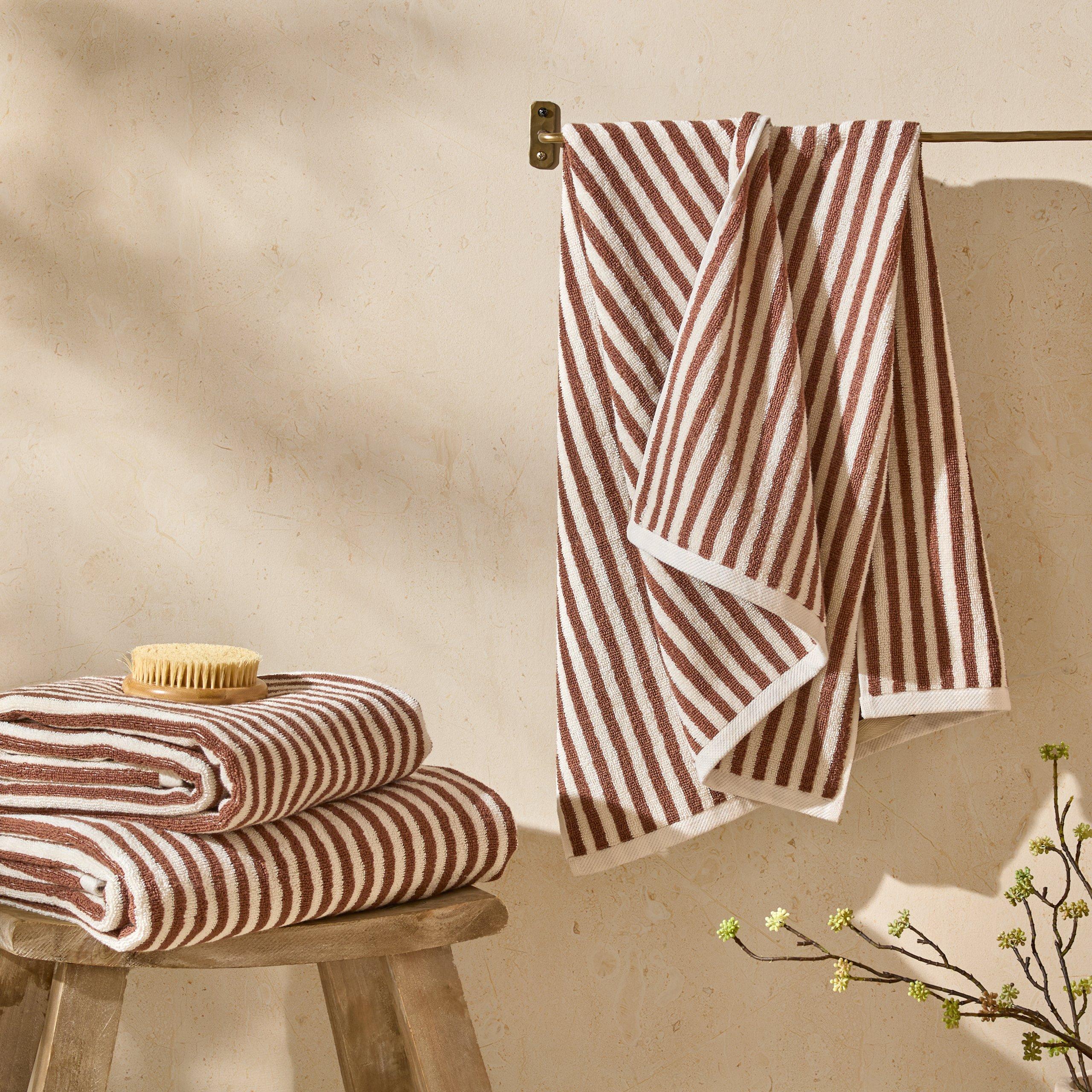 Pecan - Yard - Hebden Striped 100% Cotton Towel - 5