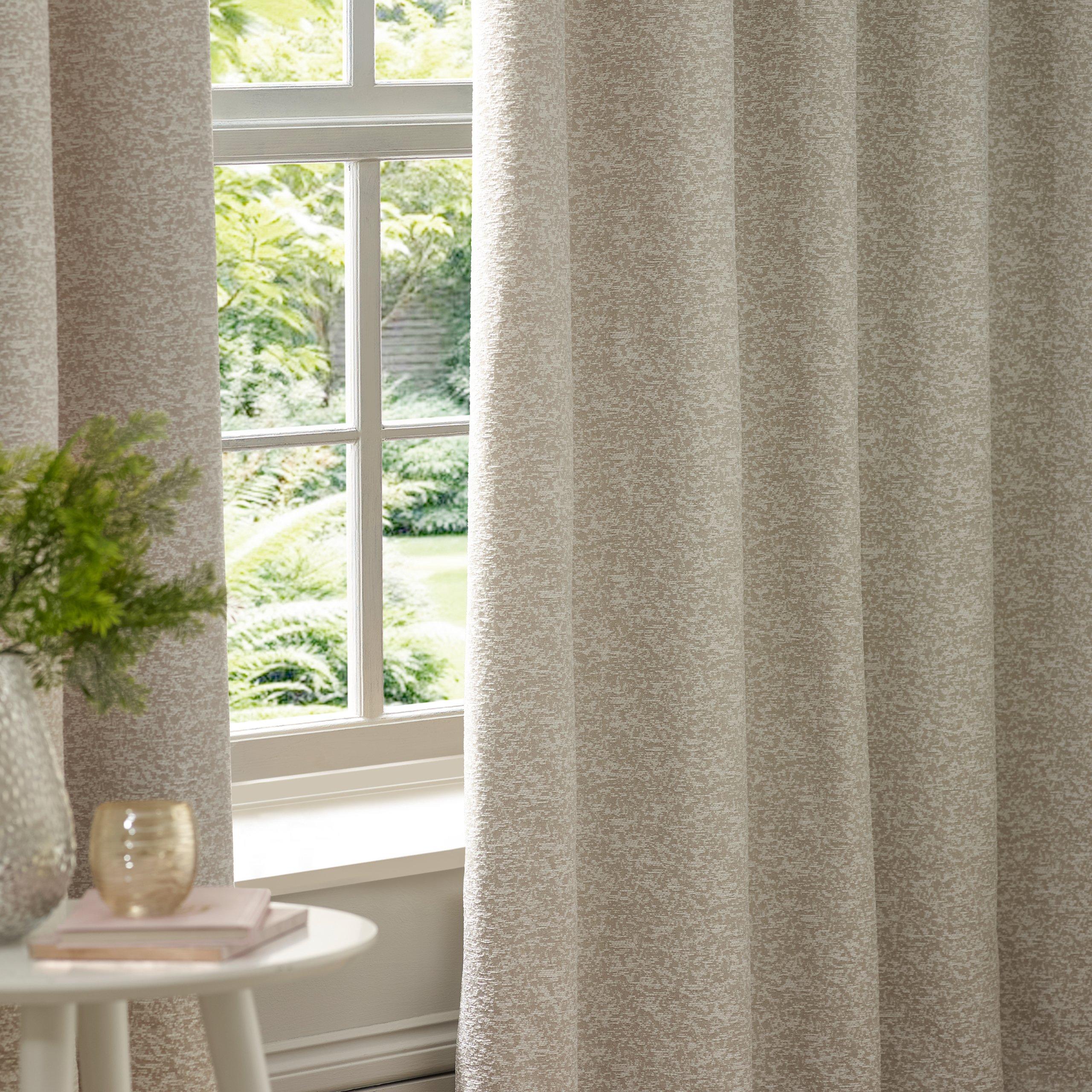 Ivory - Paoletti - Galaxy Fully Lined Chenille Eyelet Curtains - 5