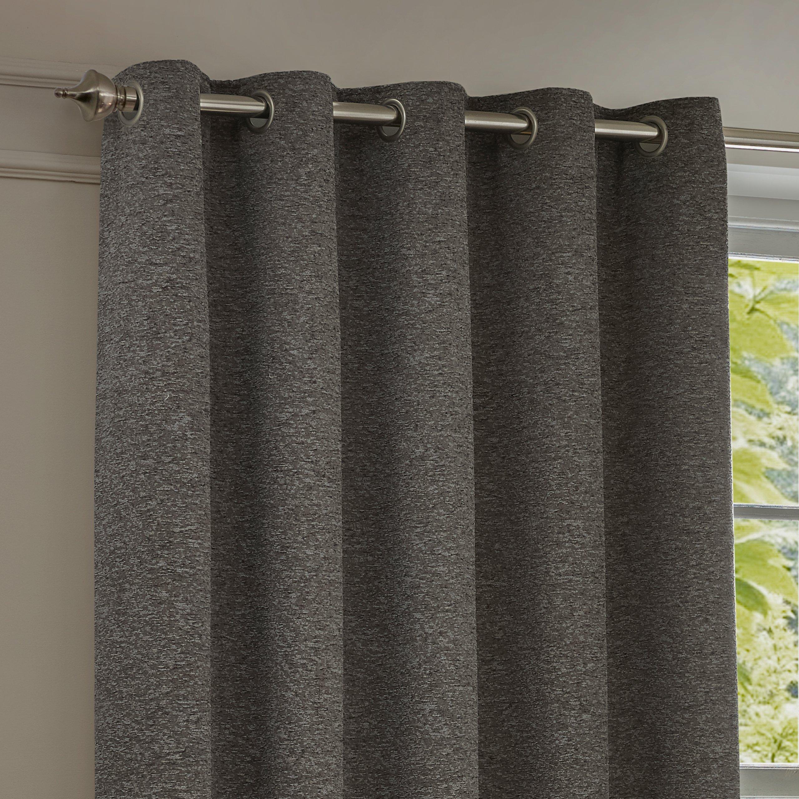 Charcoal - Paoletti - Galaxy Fully Lined Chenille Eyelet Curtains - 3
