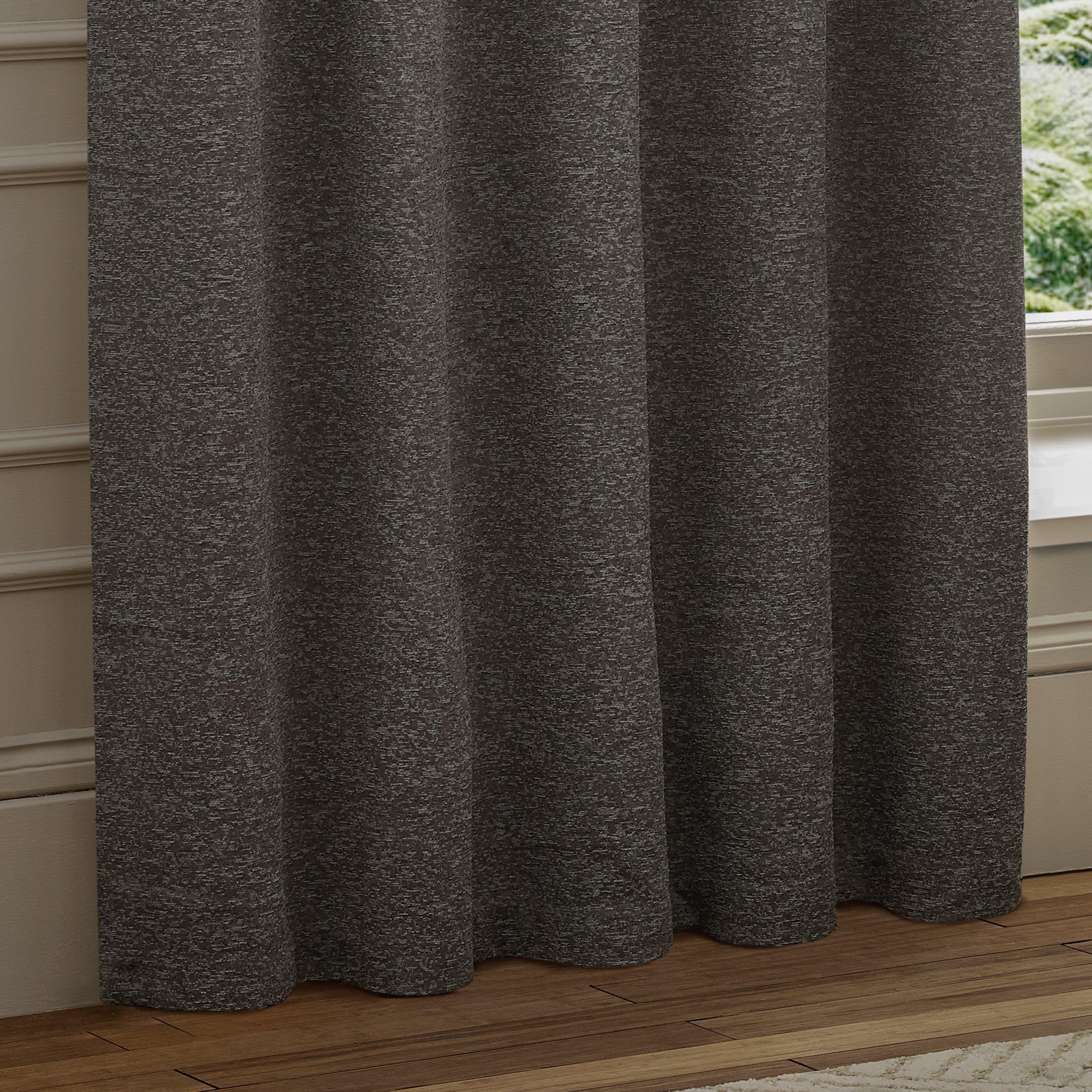 Charcoal - Paoletti - Galaxy Fully Lined Chenille Eyelet Curtains - 4
