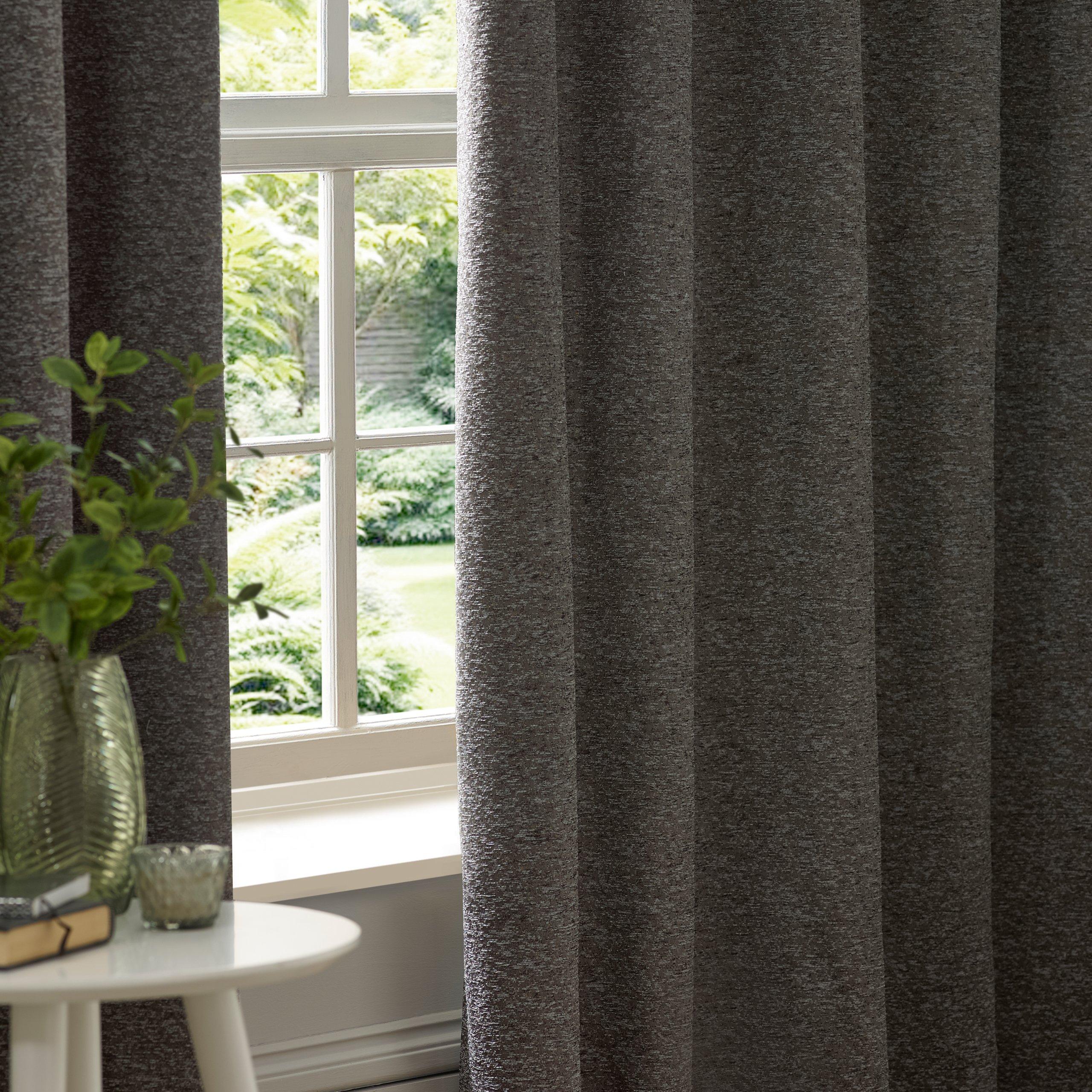 Charcoal - Paoletti - Galaxy Fully Lined Chenille Eyelet Curtains - 5