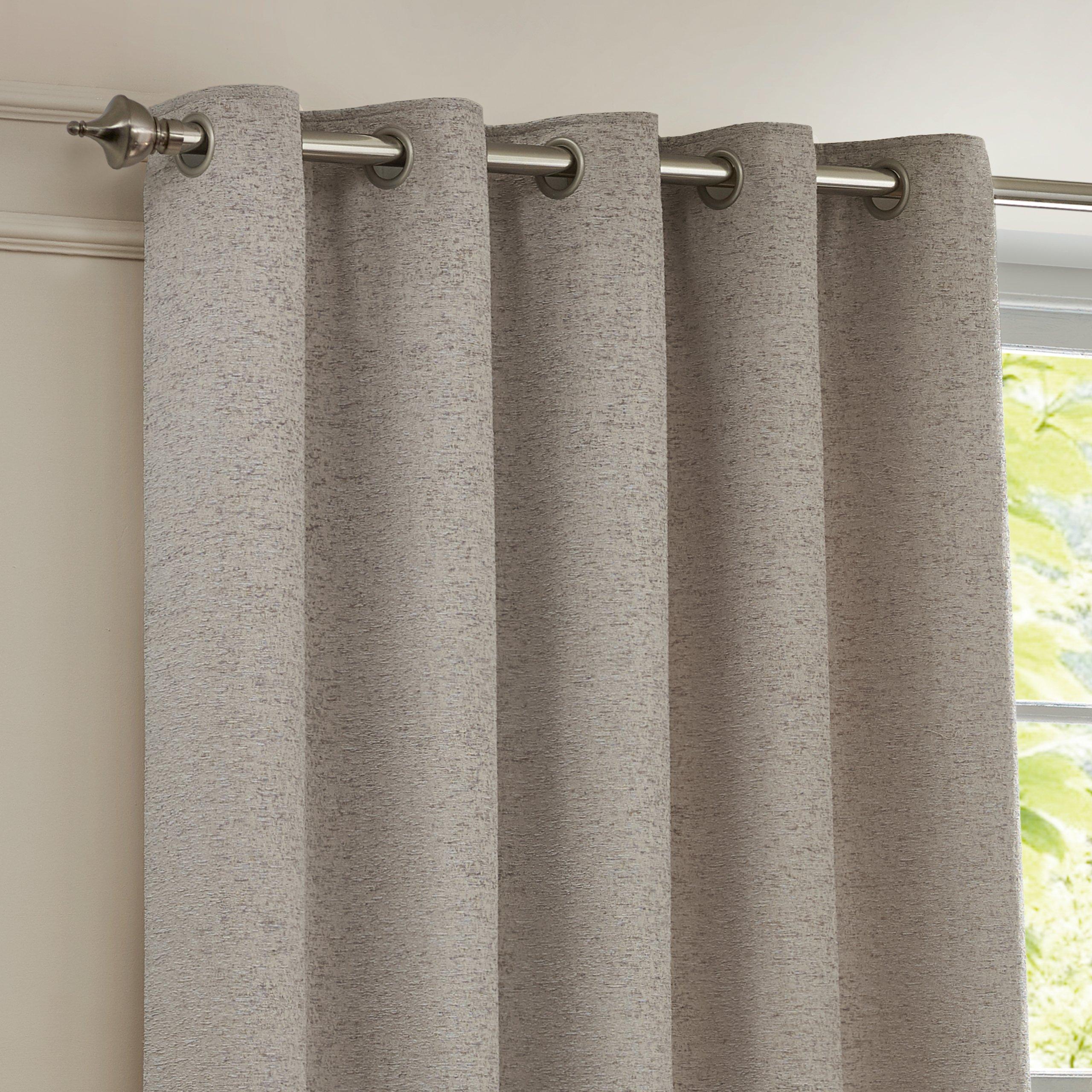 Silver - Paoletti - Galaxy Fully Lined Chenille Eyelet Curtains - 3