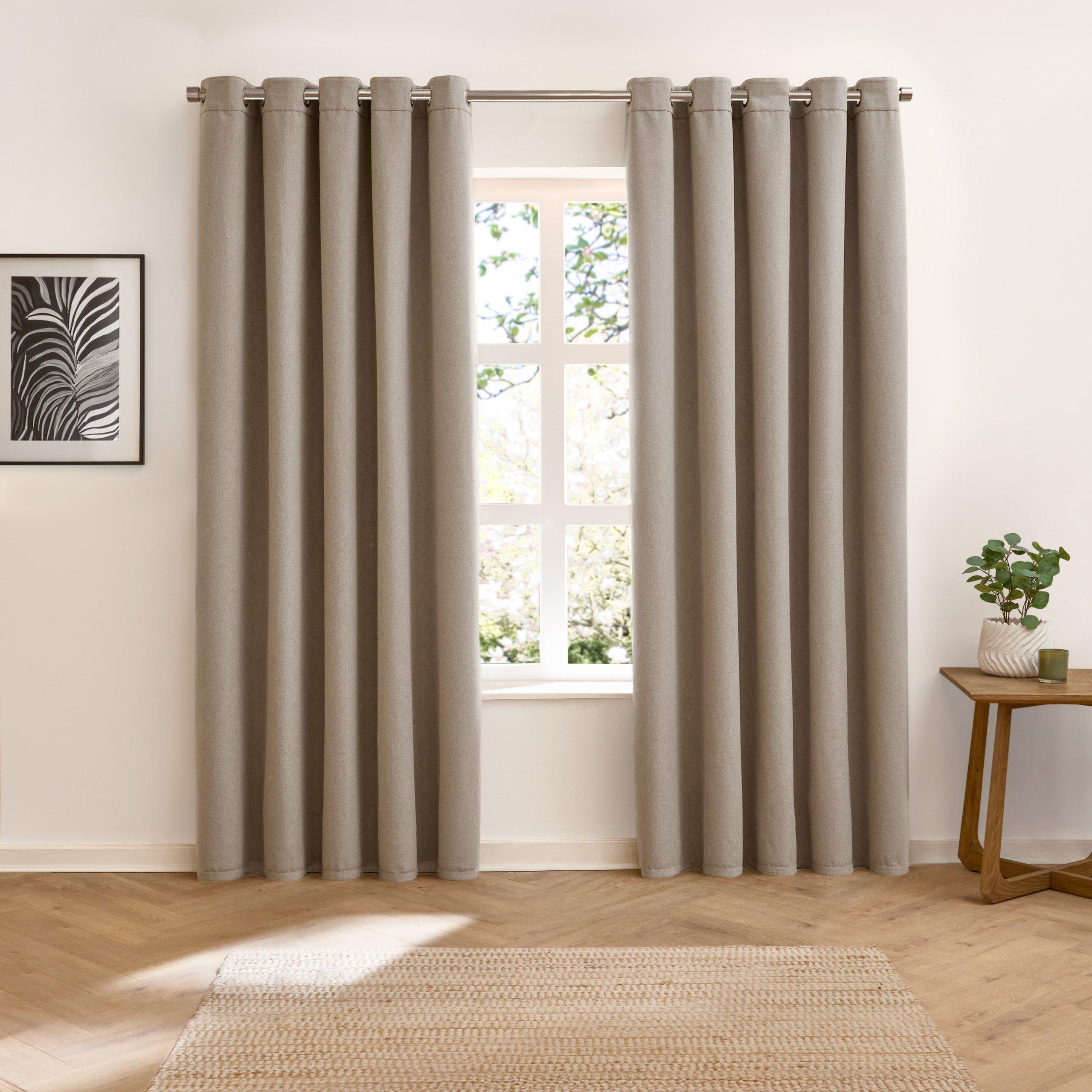 Charcoal - Furn - Verso Reversible Suede-look Blackout Eyelet Curtai - 5