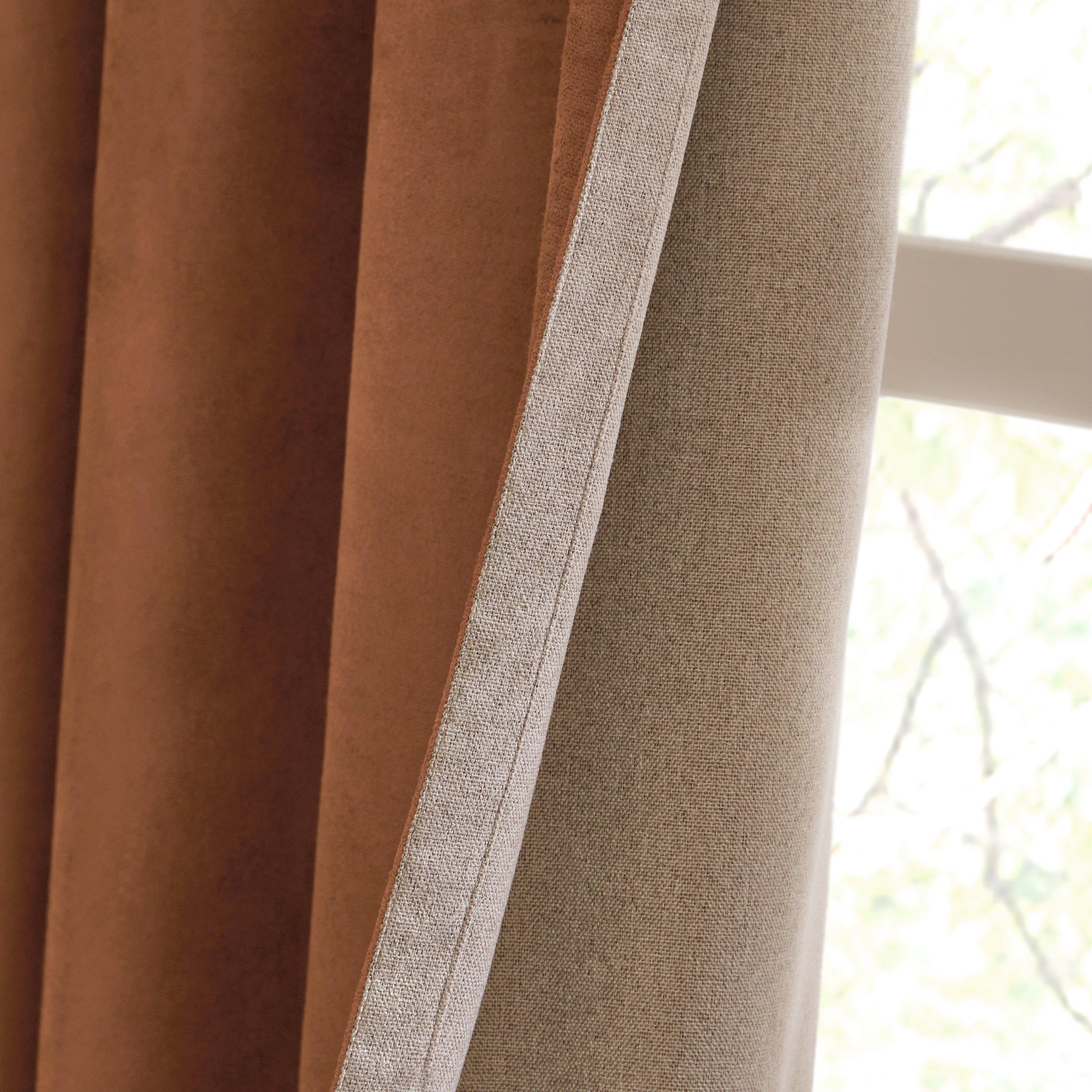 Cinnamon - Furn - Verso Reversible Suede-look Blackout Eyelet Curtai - 4