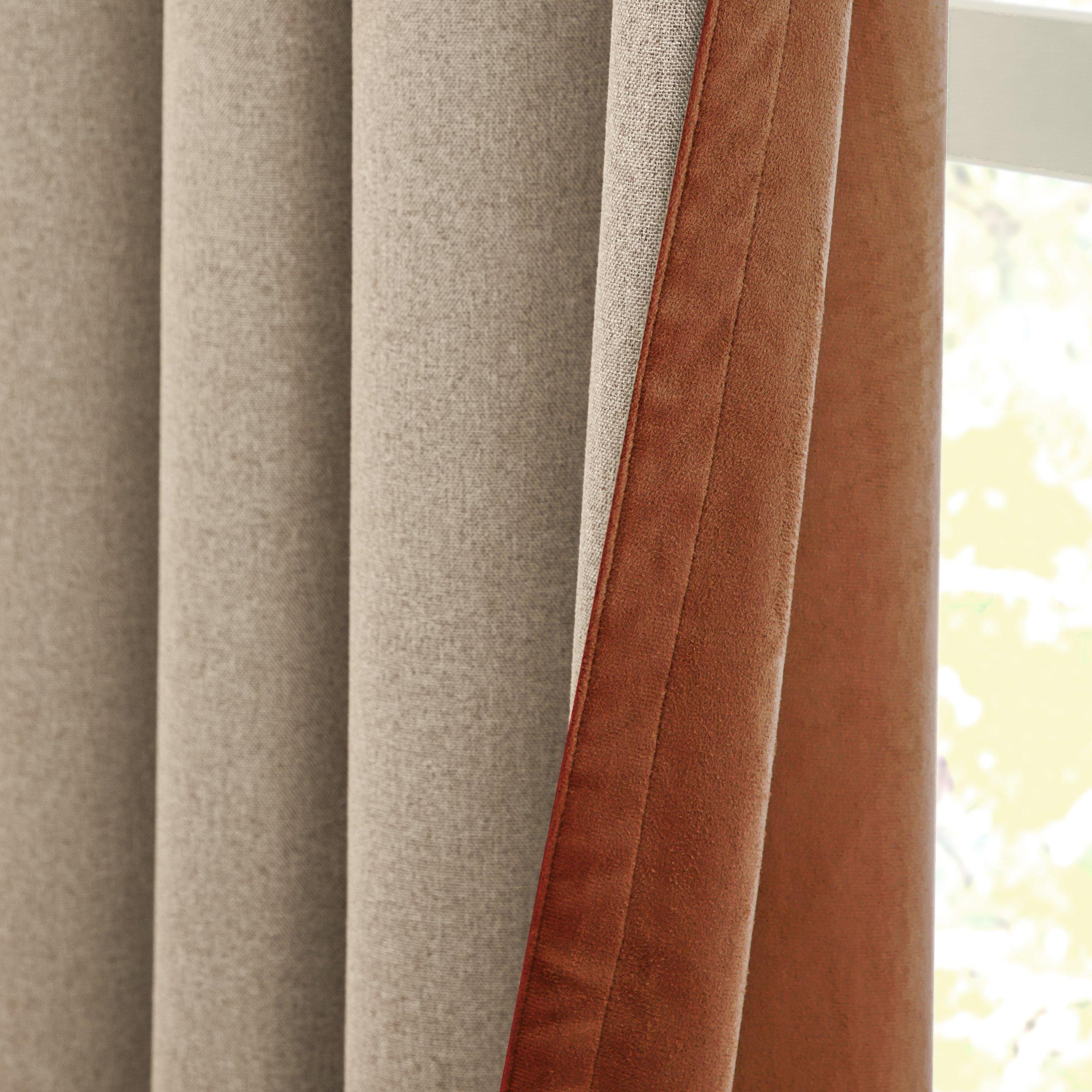 Cinnamon - Furn - Verso Reversible Suede-look Blackout Eyelet Curtai - 5