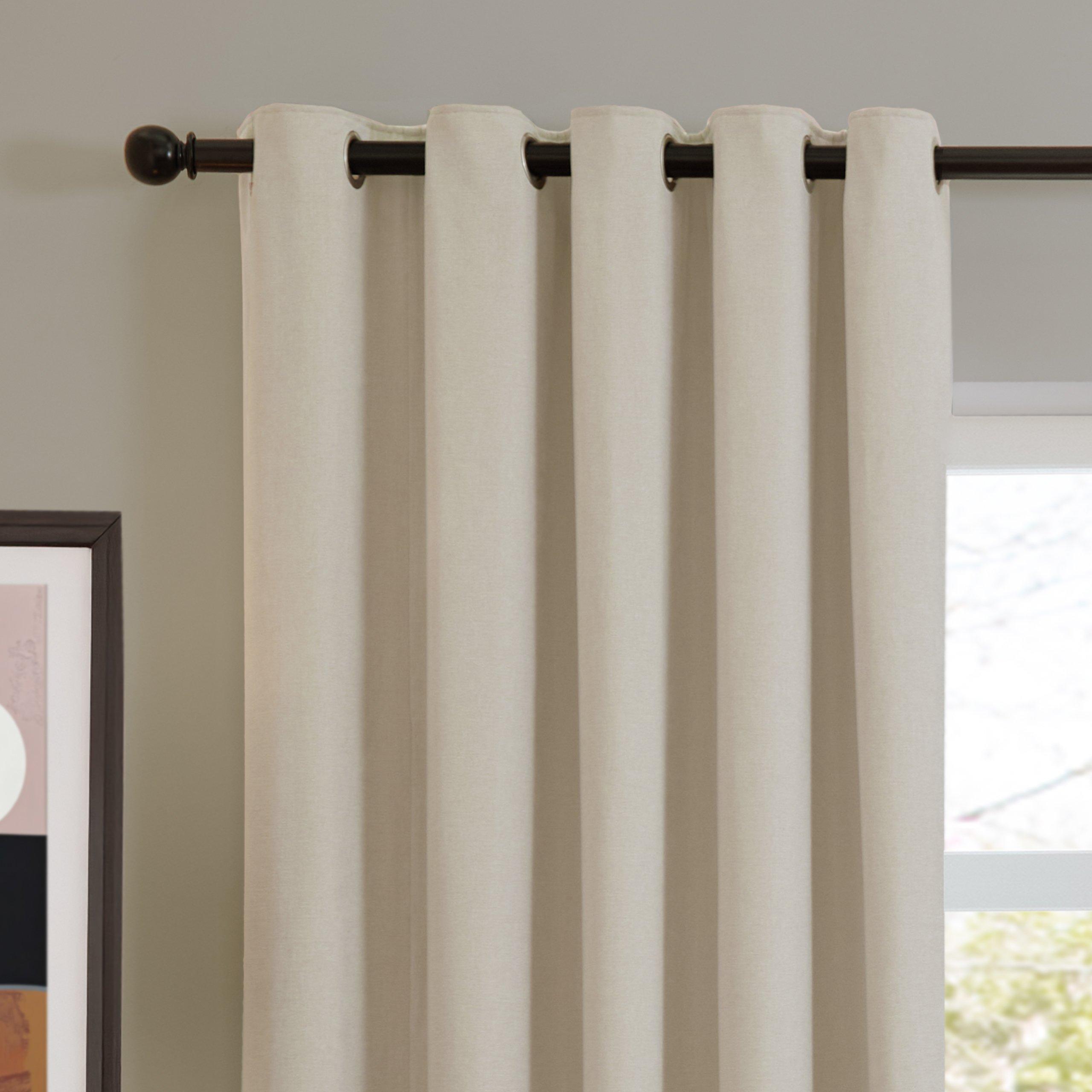 Ecru - Furn - Soft Chenille Blackout Eyelet Curtains - 3