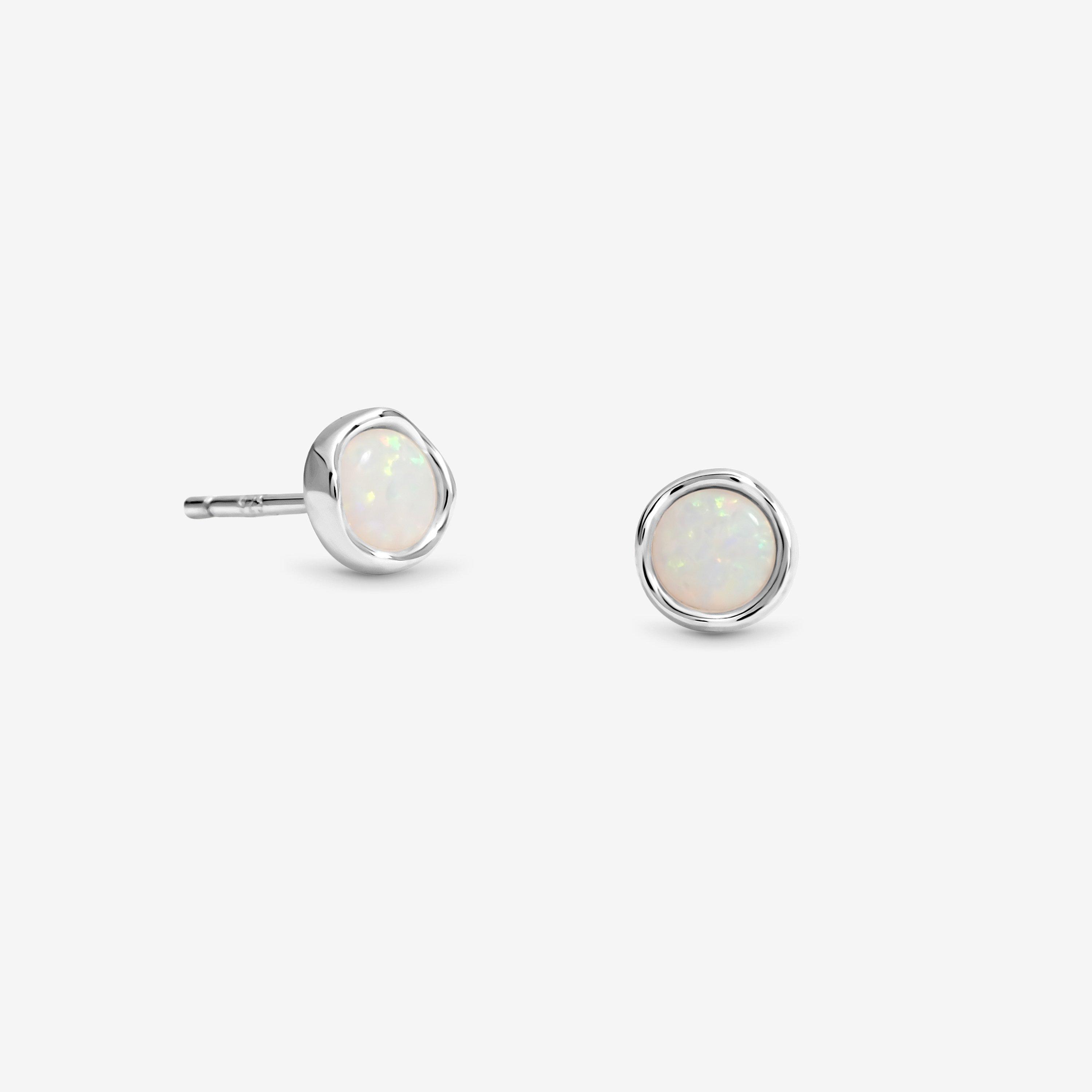 Silver - Simply Silver - Sterling Silver 925 Opal Studs - 1
