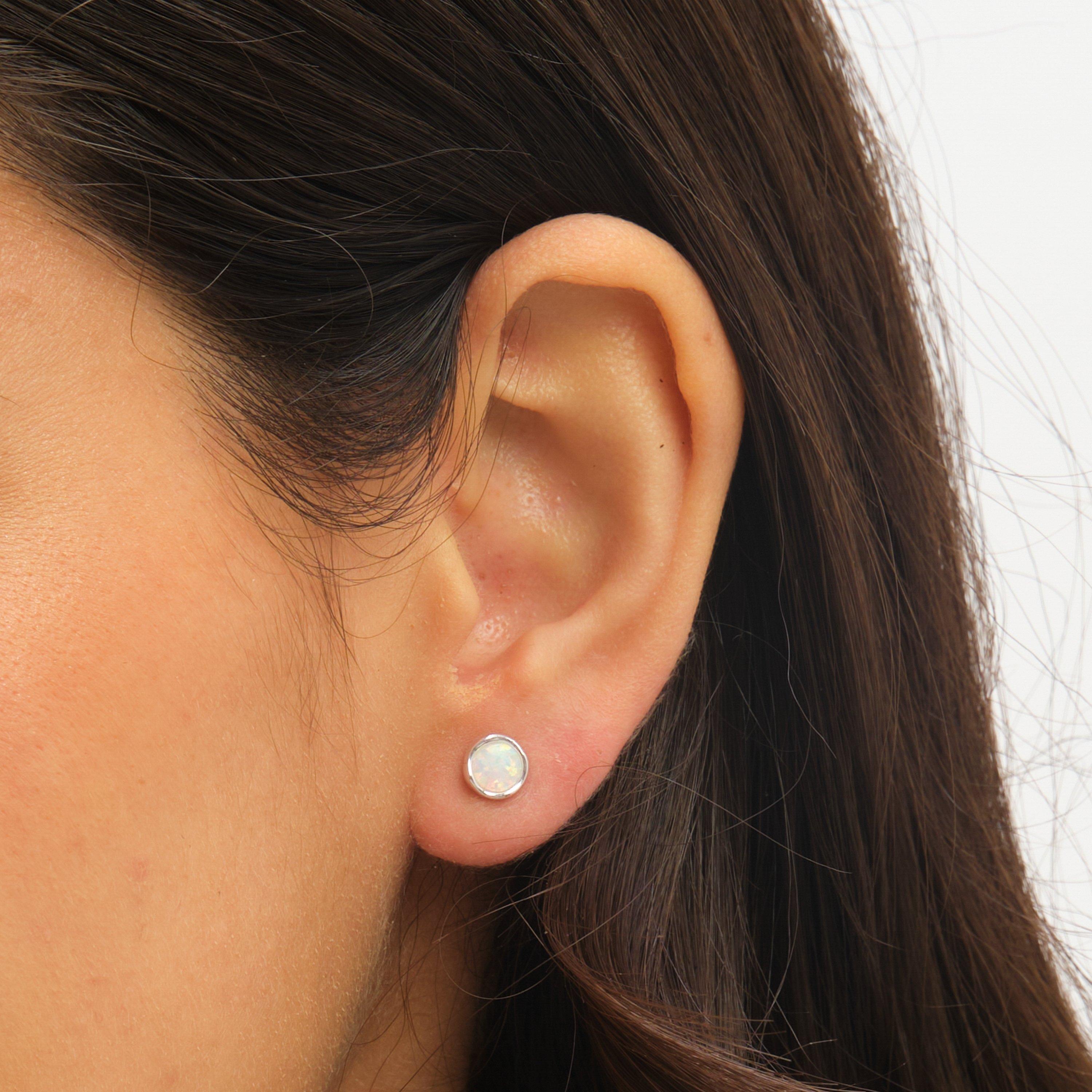 Silver - Simply Silver - Sterling Silver 925 Opal Studs - 4