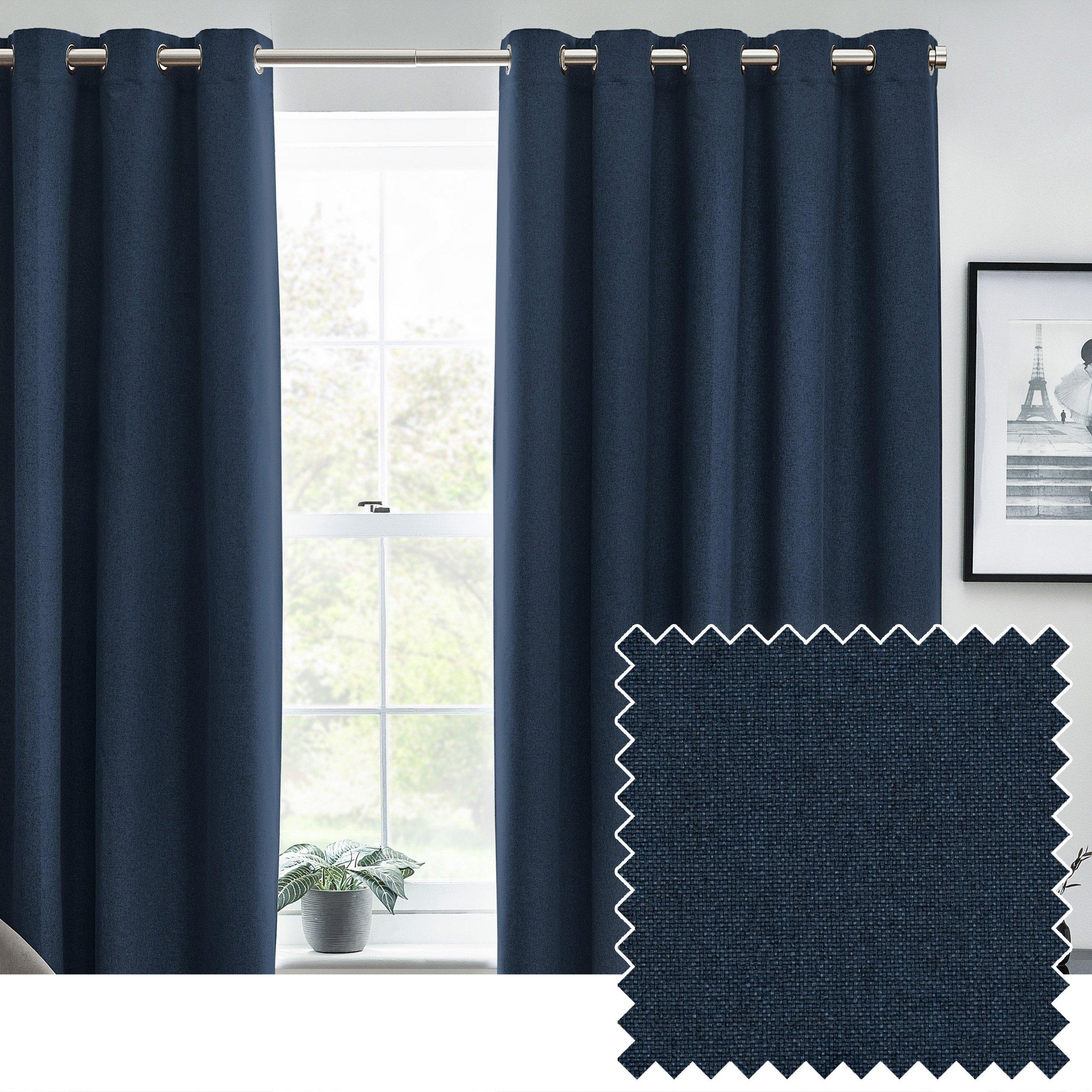Midnight - Furn - Dawn Textured Blackout Eyelet Curtains - 3