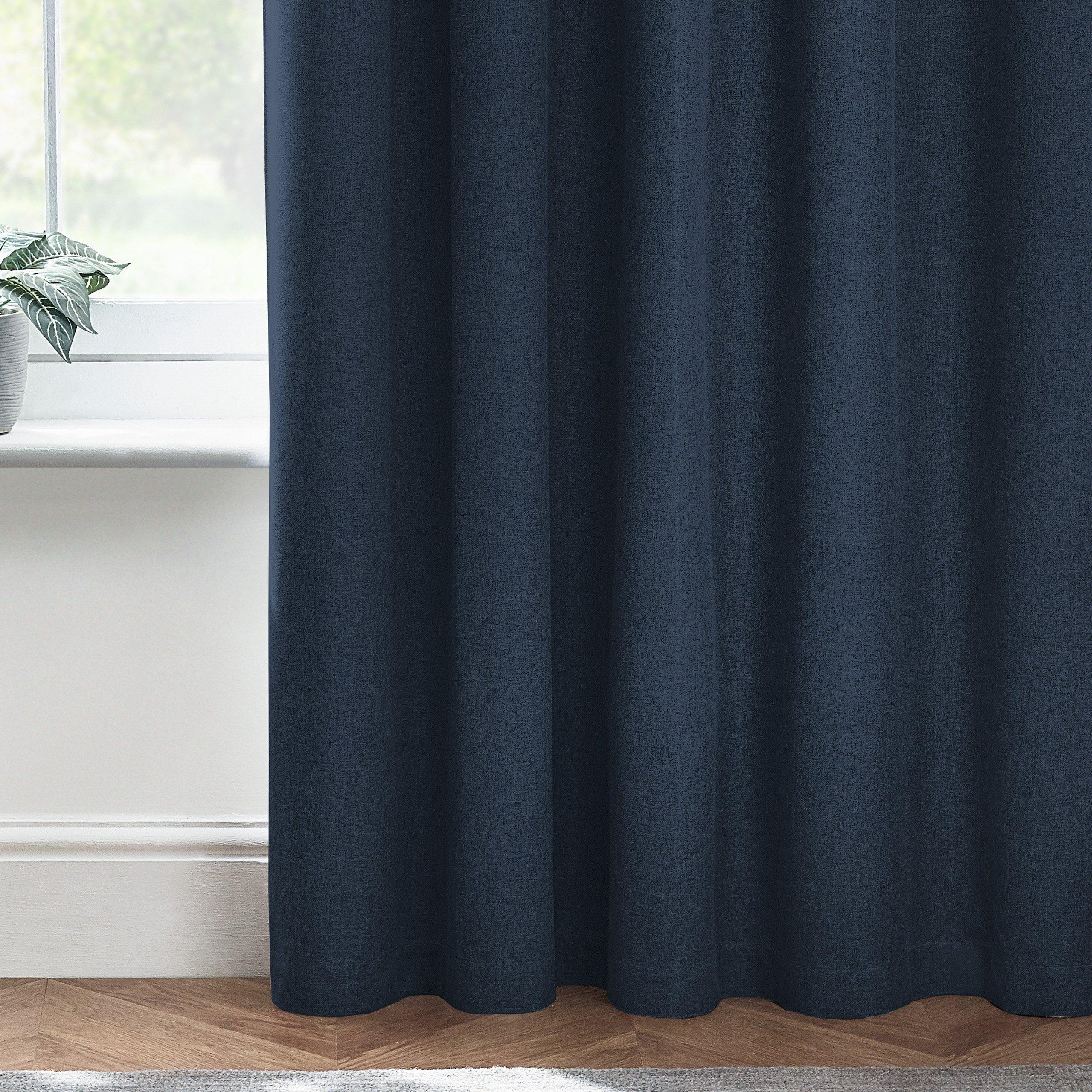 Midnight - Furn - Dawn Textured Blackout Eyelet Curtains - 5