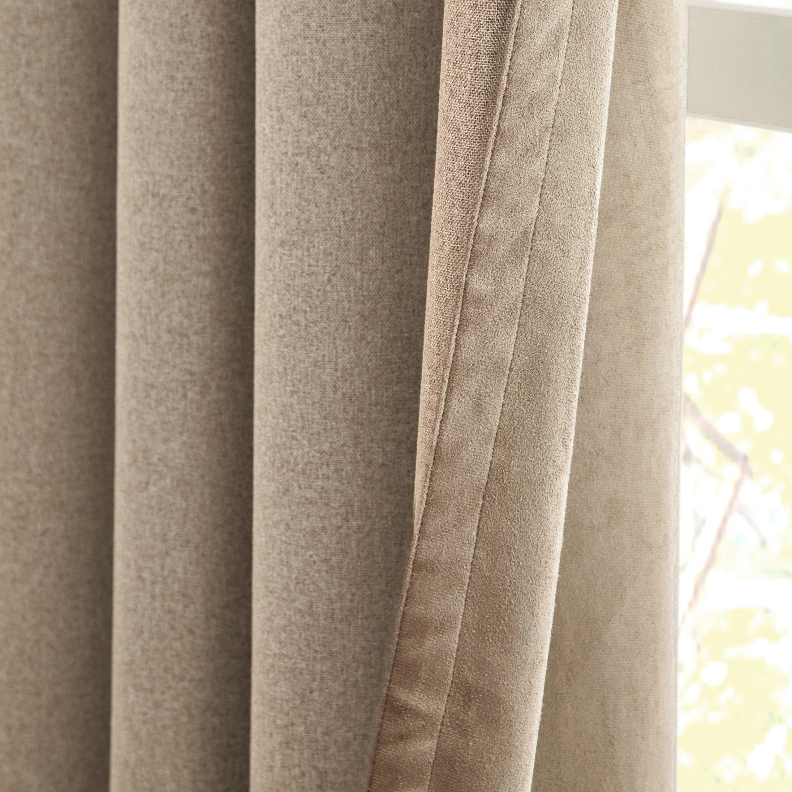 Mocha - Furn - Verso Reversible Suede-look Blackout Eyelet Curtai - 5