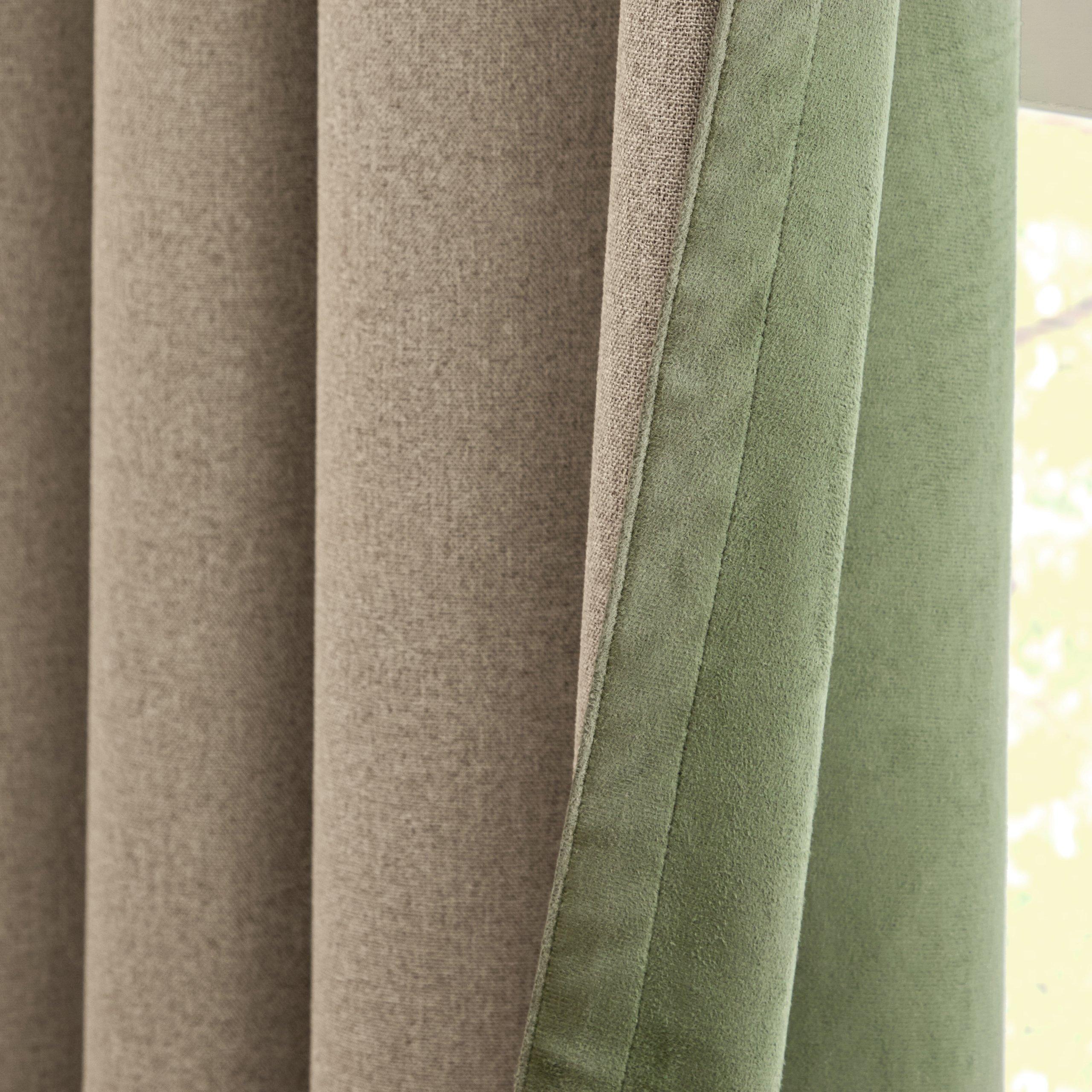Green - Furn - Verso Reversible Suede-look Blackout Eyelet Curtai - 2