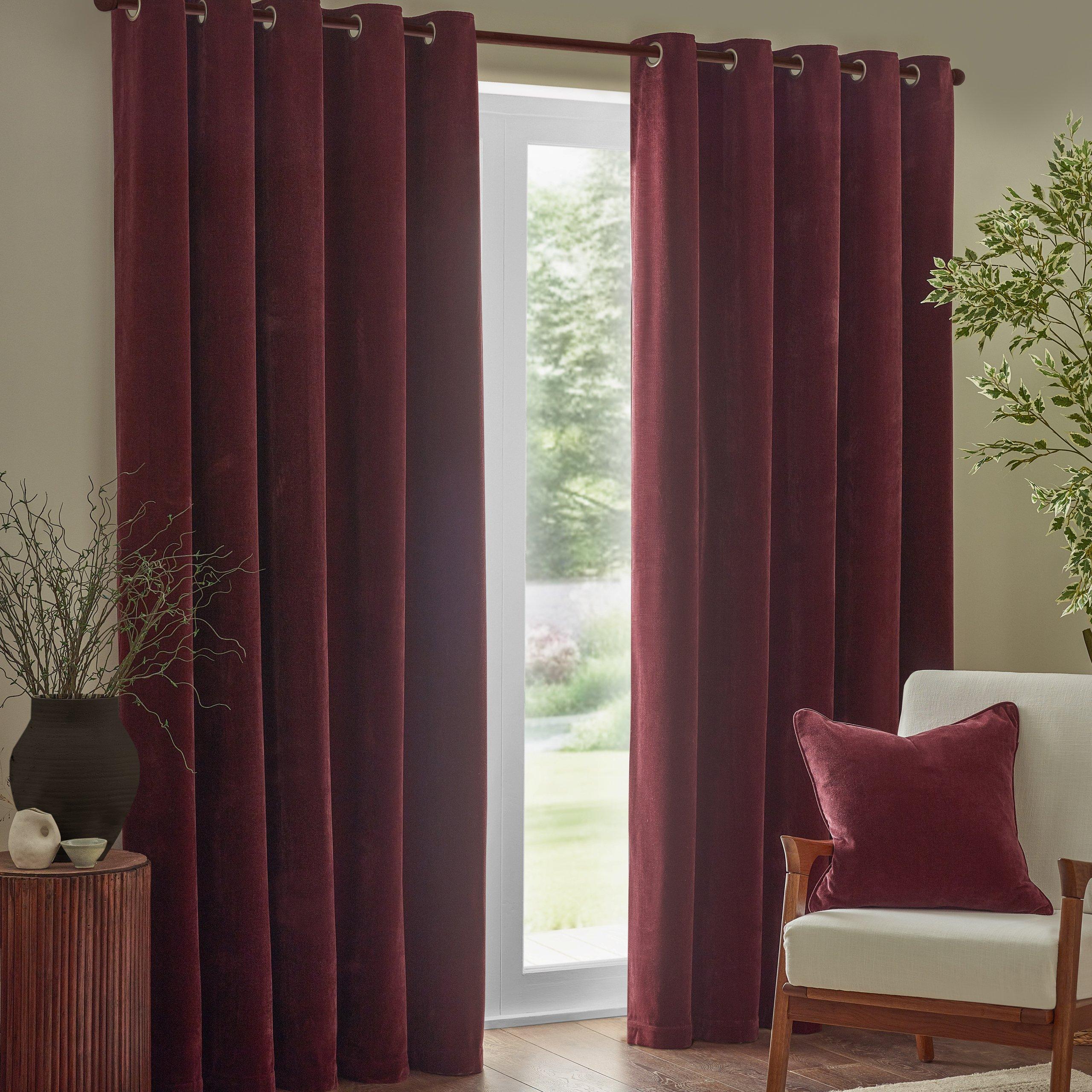 Beetroot - Yard - Heavy Chenille Fully Lined Eyelet Curtains - 1