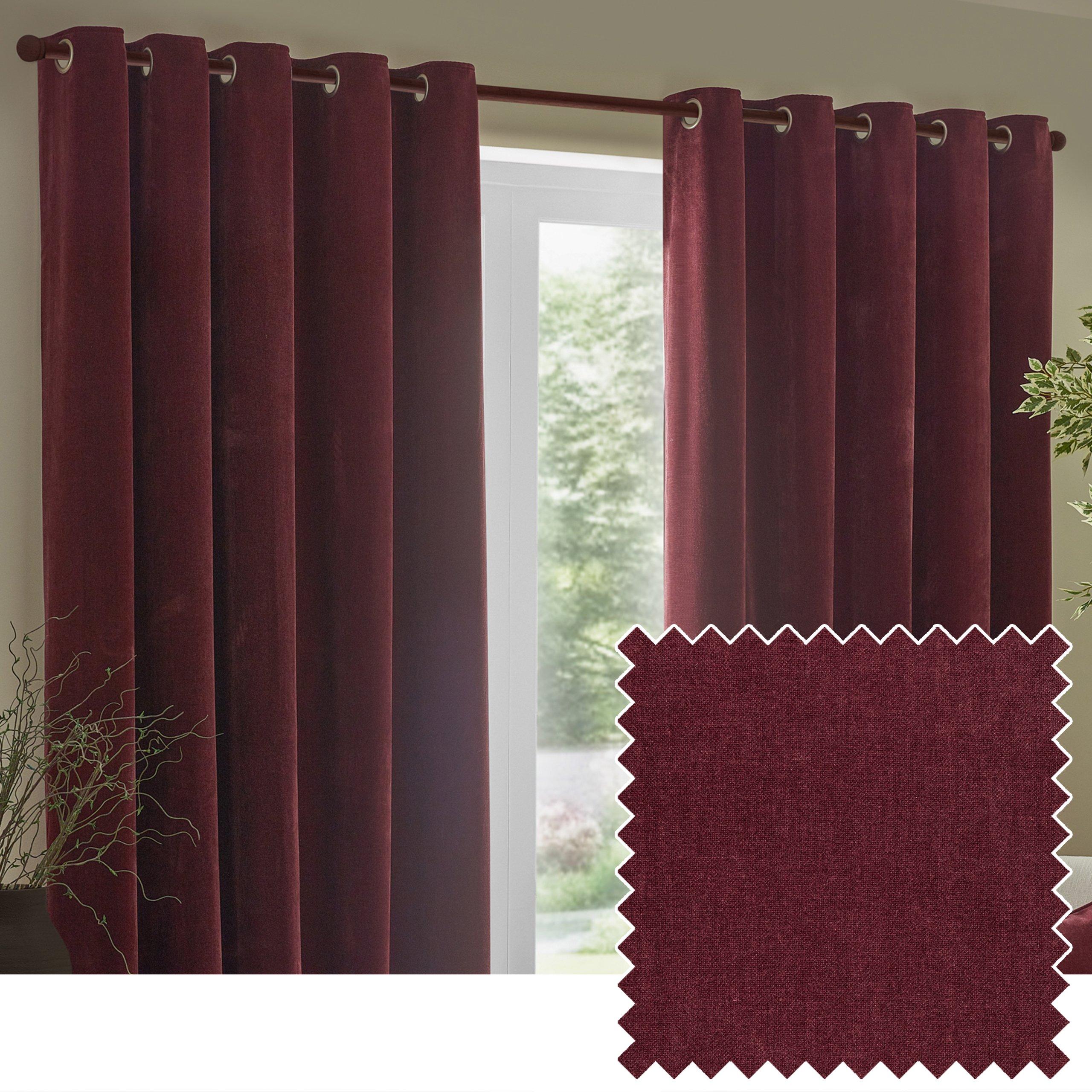 Beetroot - Yard - Heavy Chenille Fully Lined Eyelet Curtains - 7