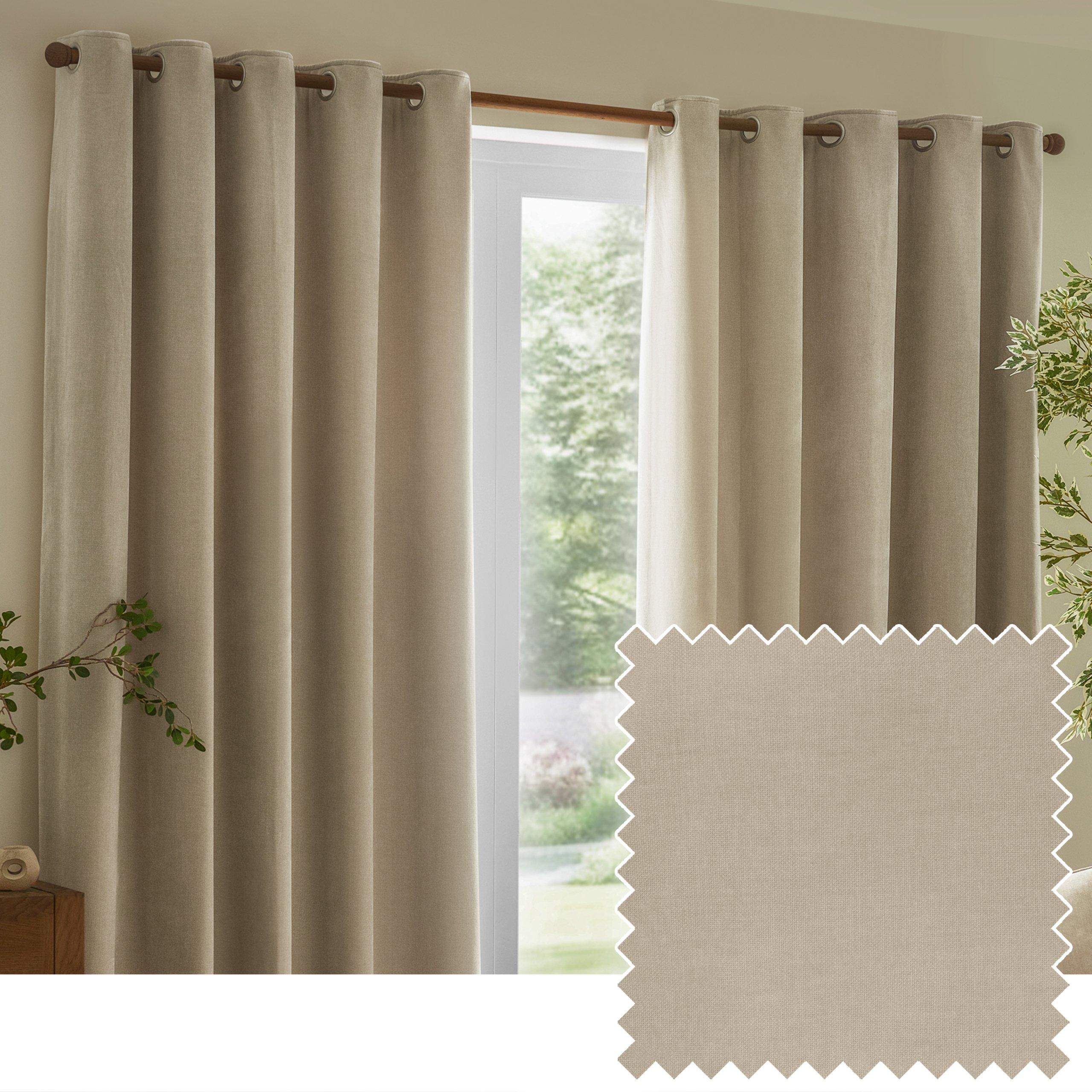 Linen - Yard - Heavy Chenille Fully Lined Eyelet Curtains - 6