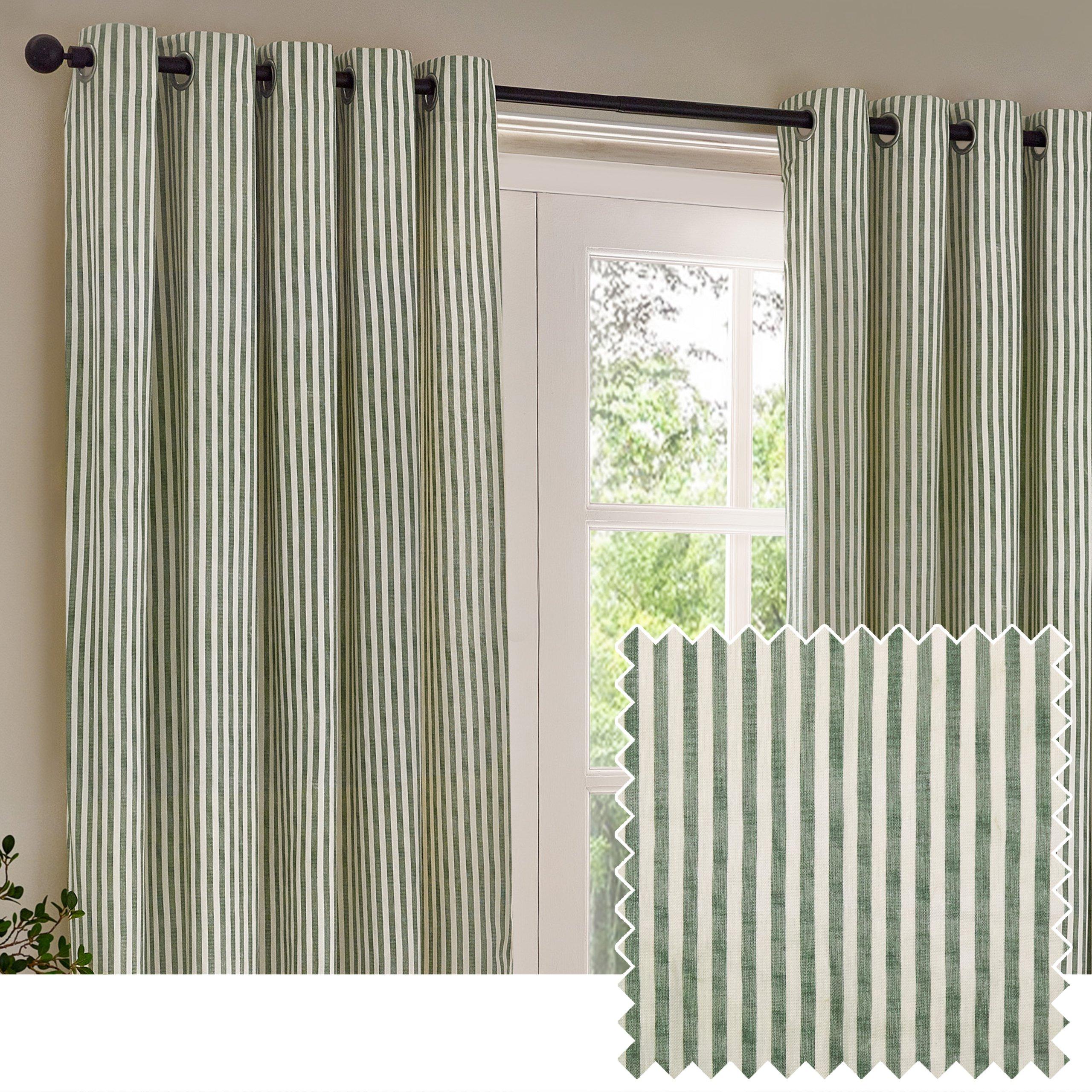 Forest - Yard - Hebden Striped 100% Cotton Lined Eyelet Curtains - 2