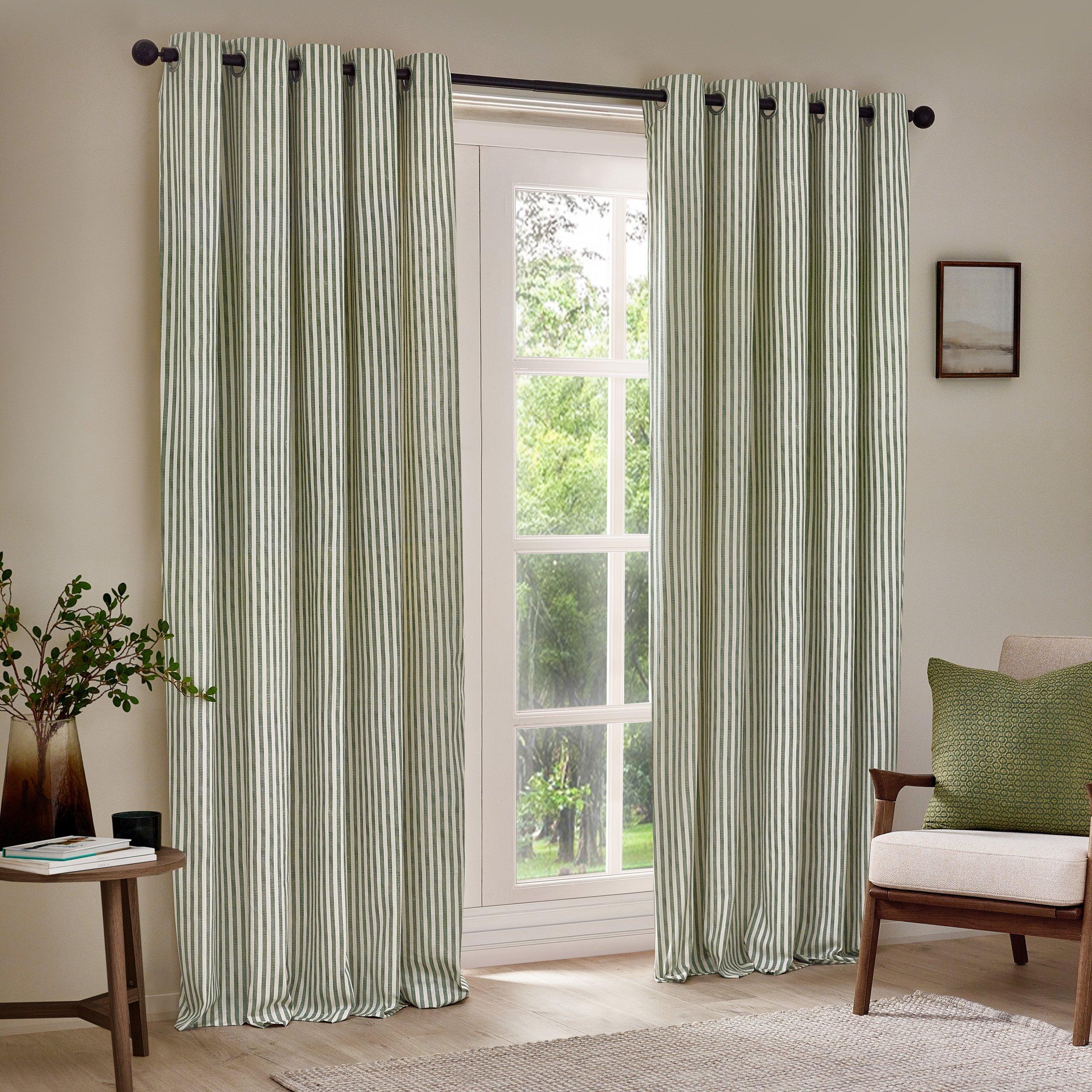 Forest - Yard - Hebden Striped 100% Cotton Lined Eyelet Curtains - 3