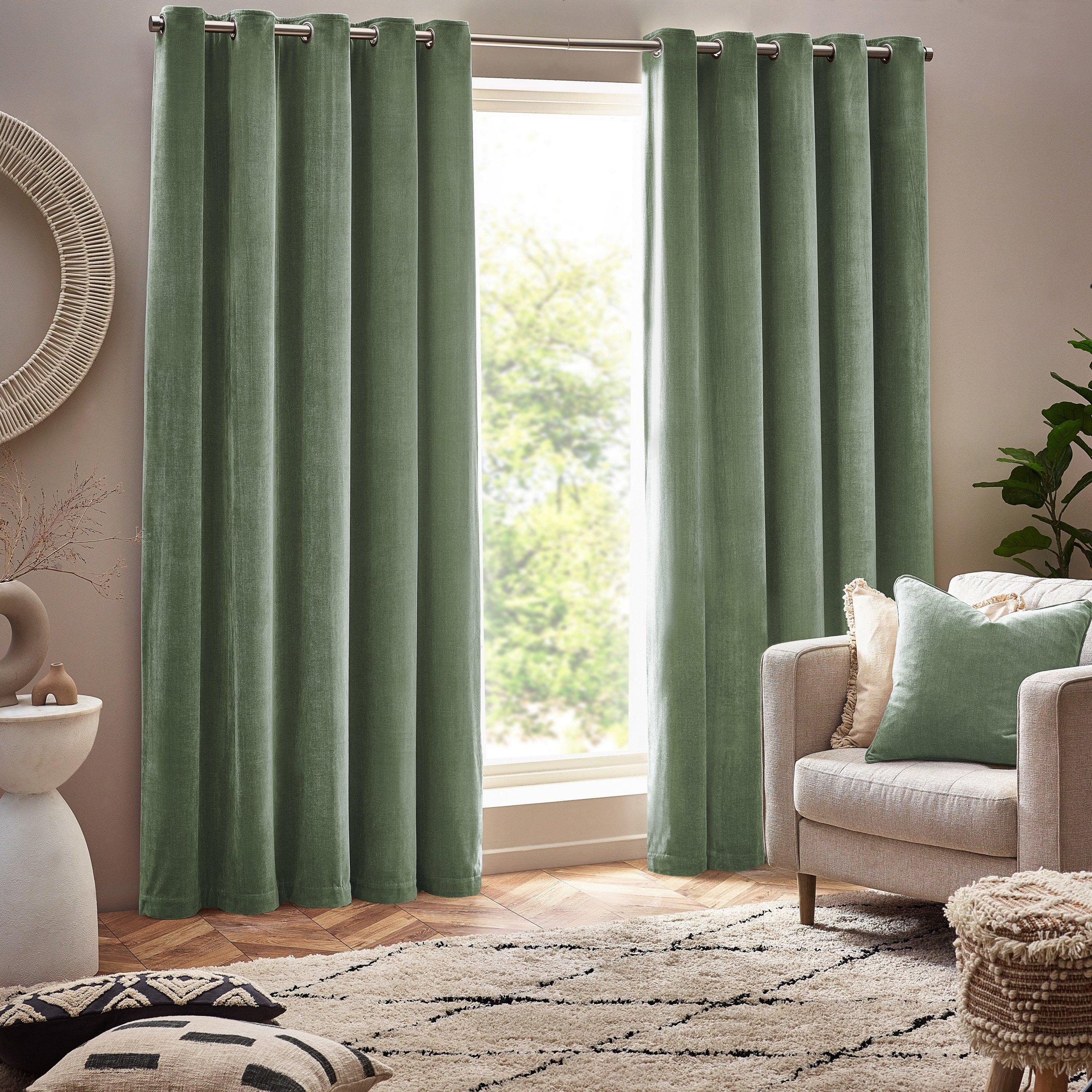 Eucalyptus - Yard - Heavy Chenille Fully Lined Eyelet Curtains - 2