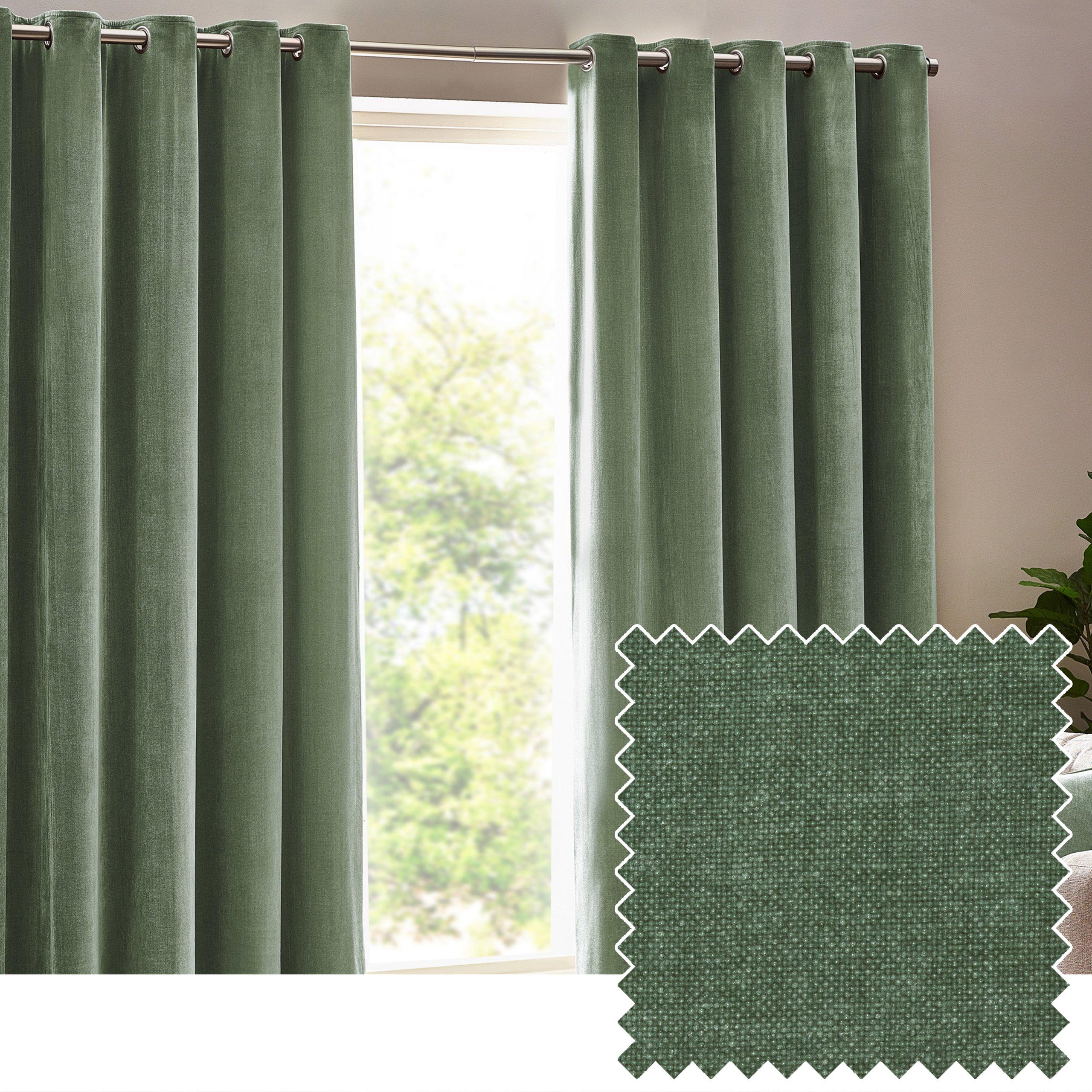 Eucalyptus - Yard - Heavy Chenille Fully Lined Eyelet Curtains - 6
