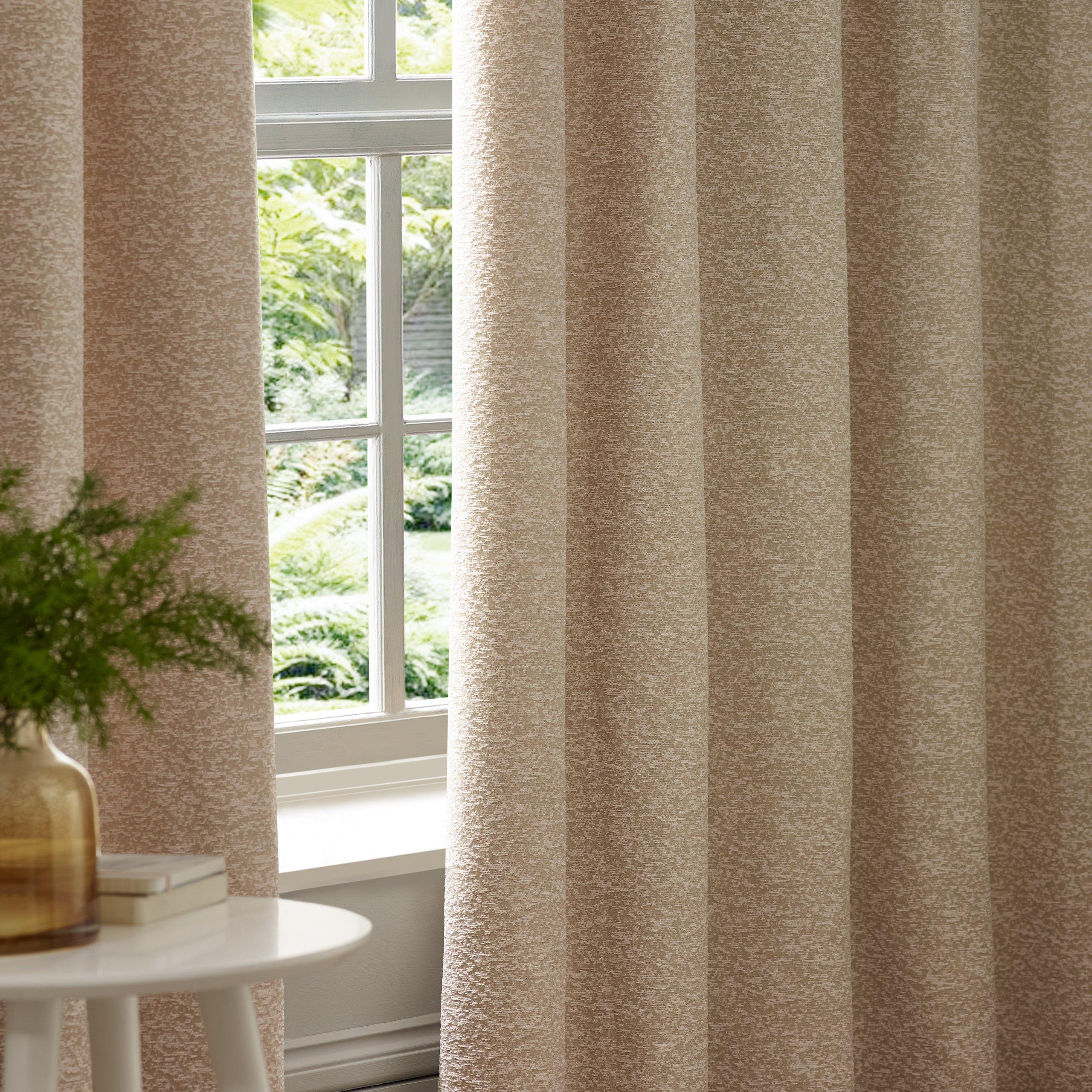 Blush - Paoletti - Galaxy Fully Lined Chenille Eyelet Curtains - 5