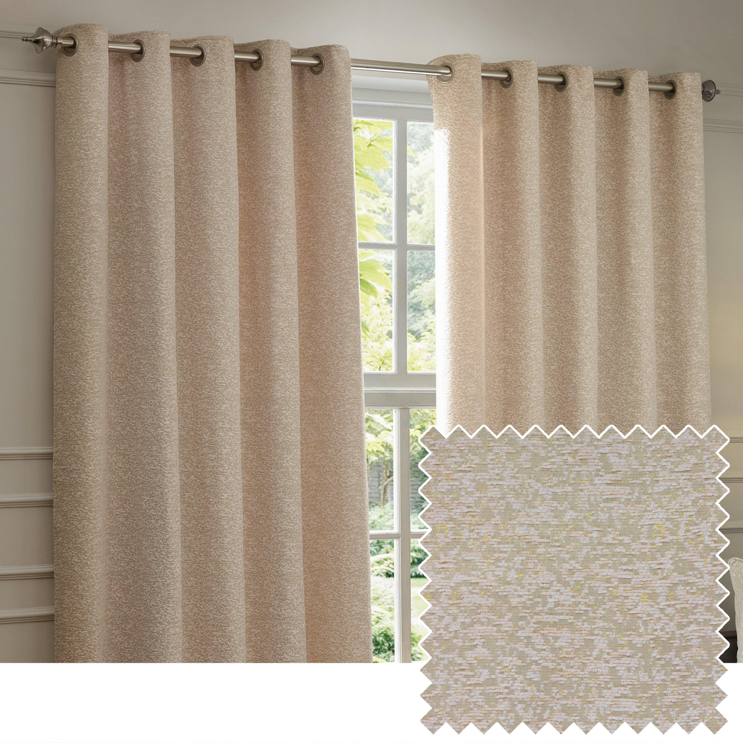 Blush - Paoletti - Galaxy Fully Lined Chenille Eyelet Curtains - 7
