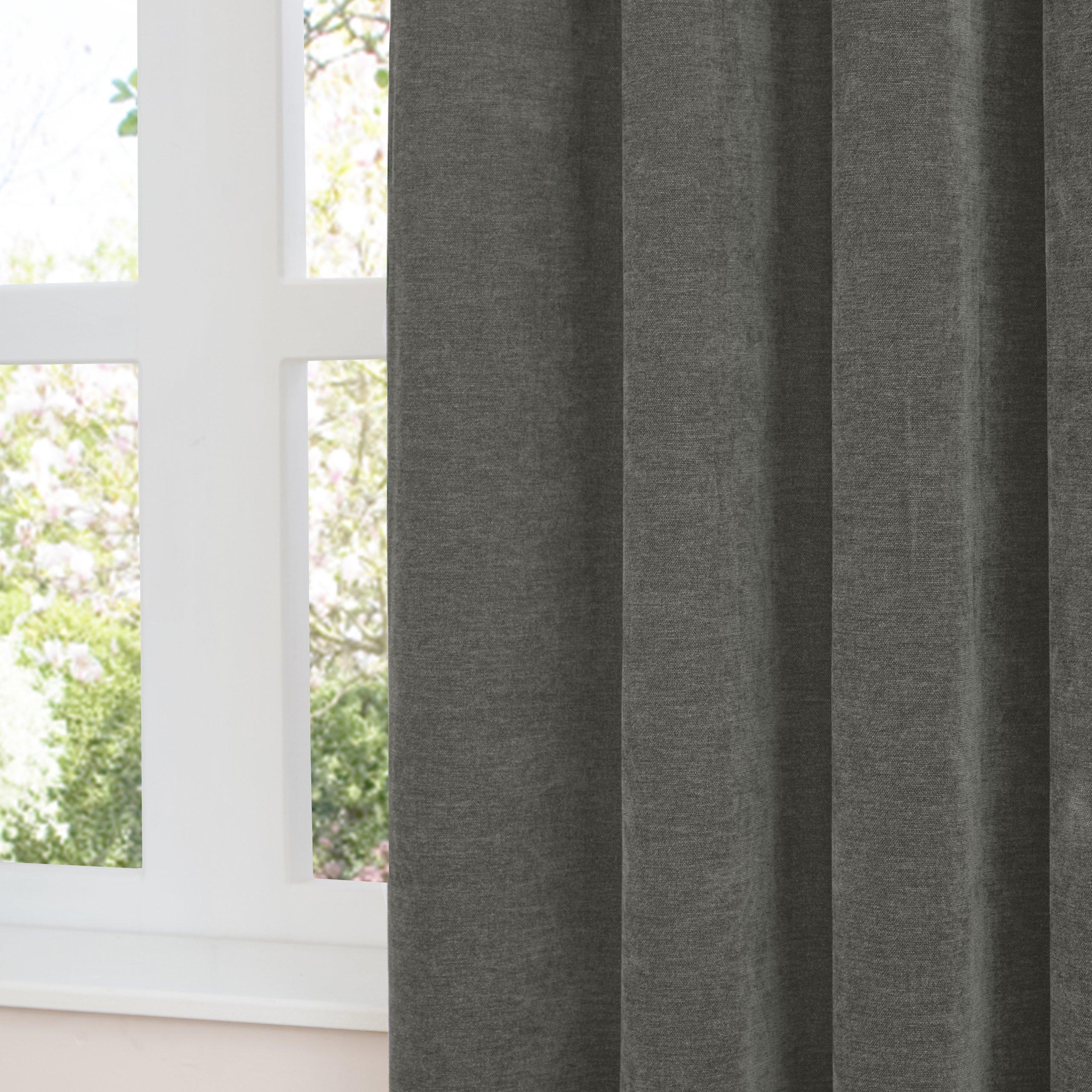 Charcoal - Furn - Soft Chenille Blackout Eyelet Curtains - 5