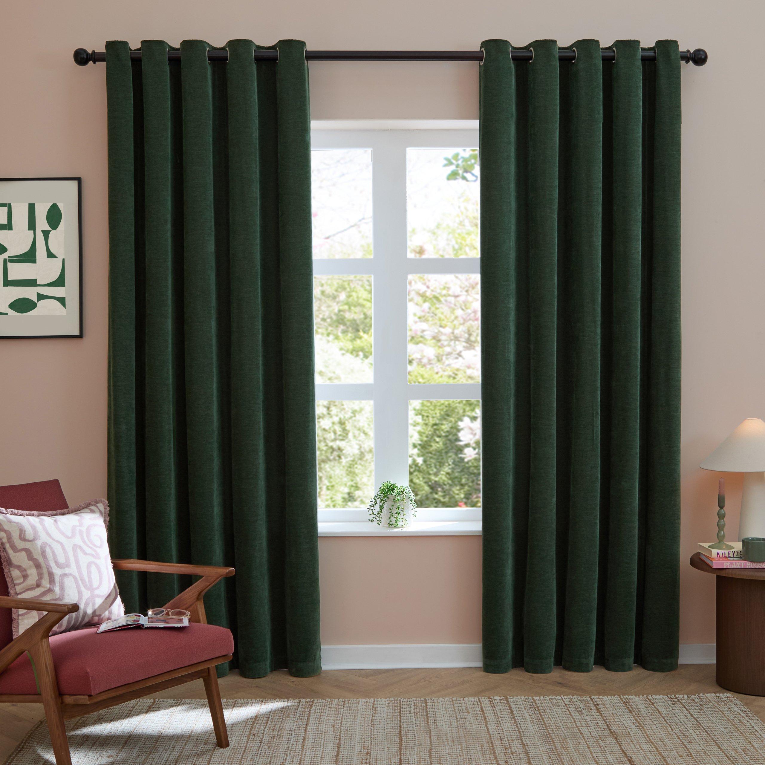 Bottle - Furn - Soft Chenille Blackout Eyelet Curtains - 2