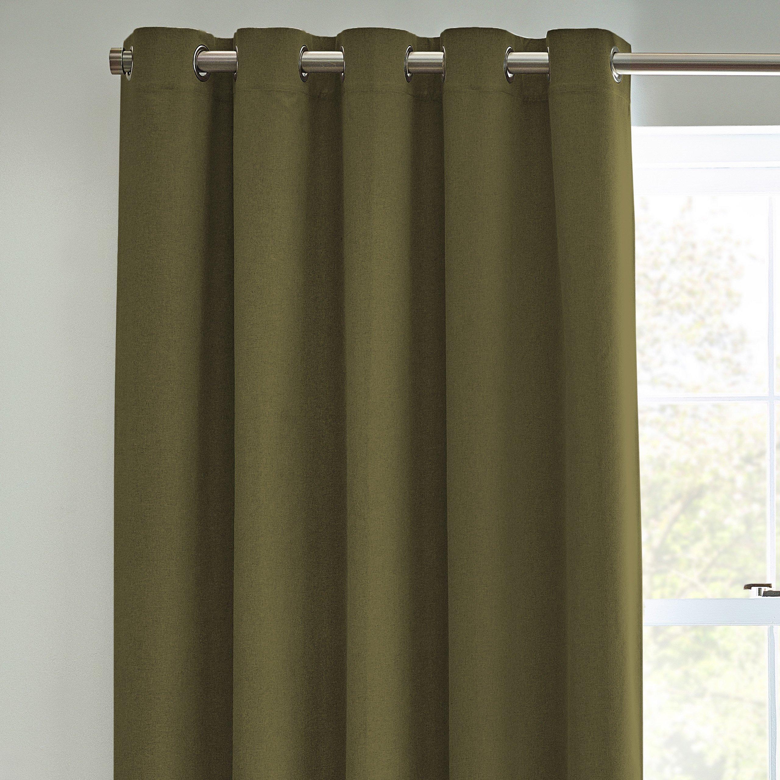 Olive - Furn - Dawn Textured Blackout Eyelet Curtains - 4