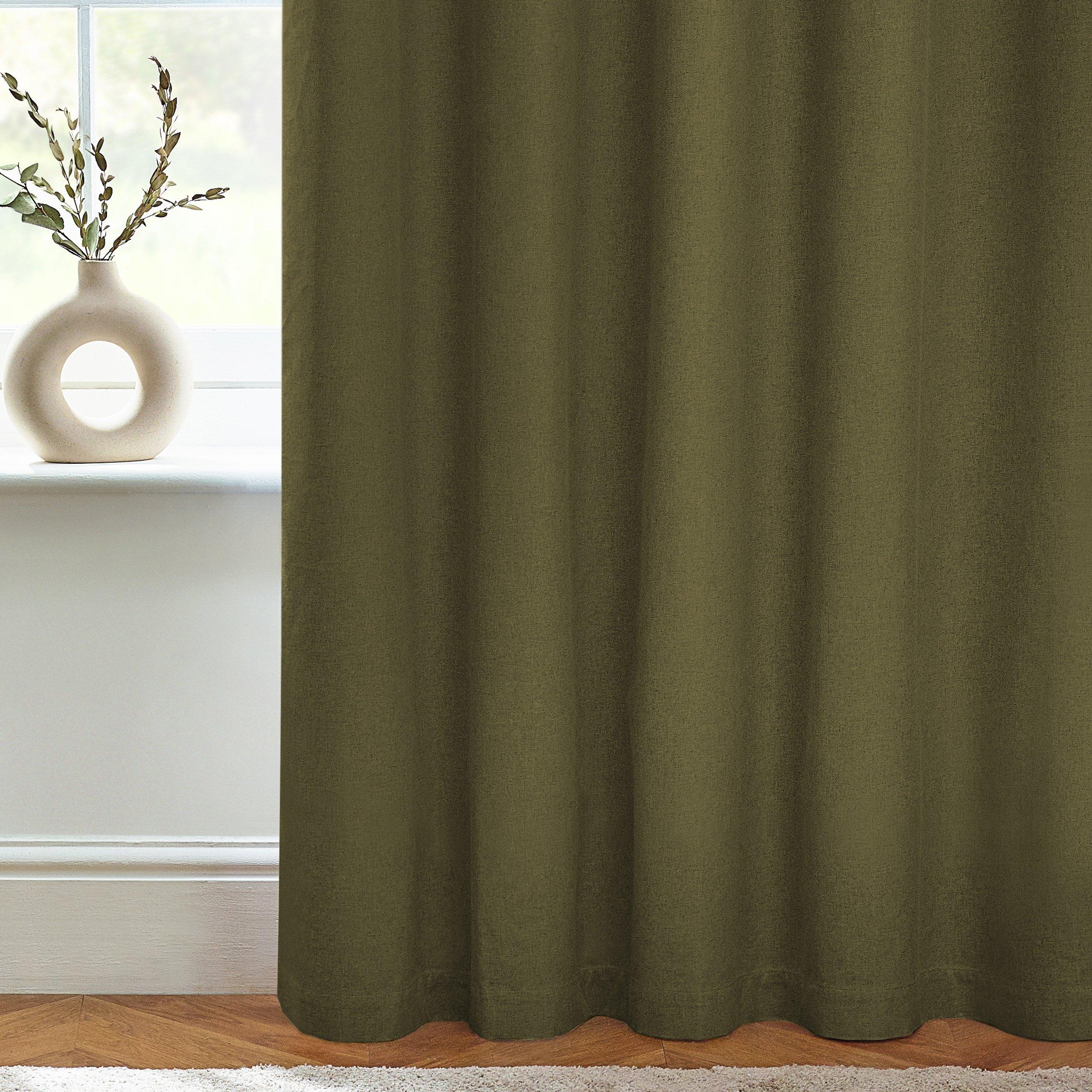 Olive - Furn - Dawn Textured Blackout Eyelet Curtains - 5